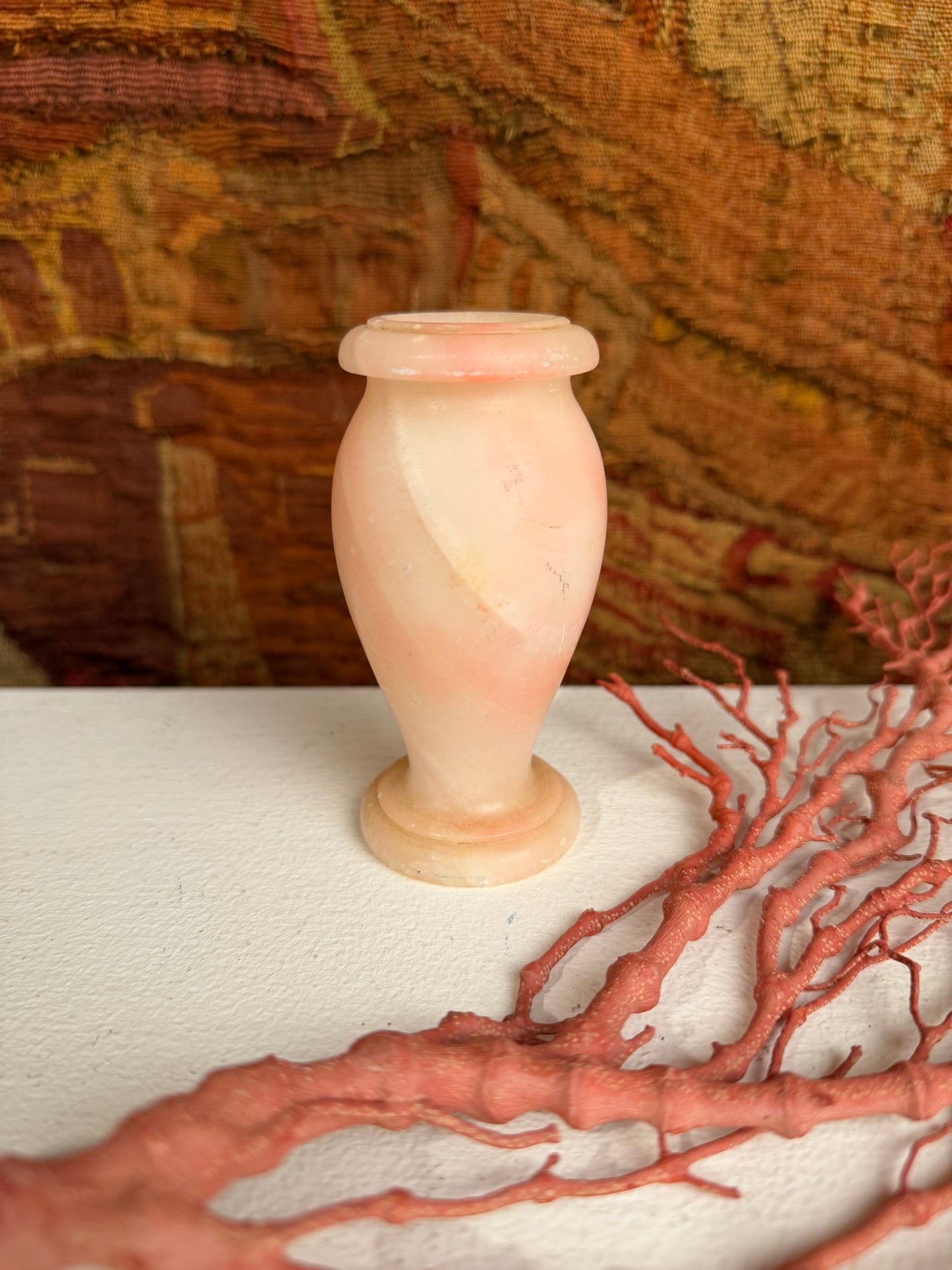 Vintage Pale Pink Alabaster Bud Vase