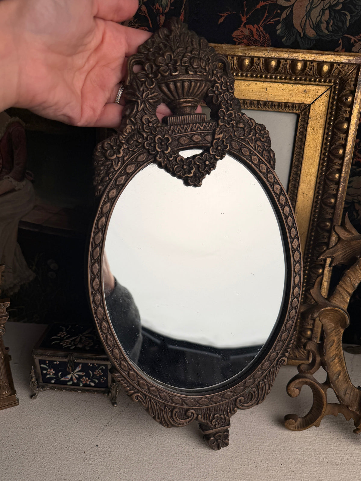 Ornate Oval Wall Mirror Vintage