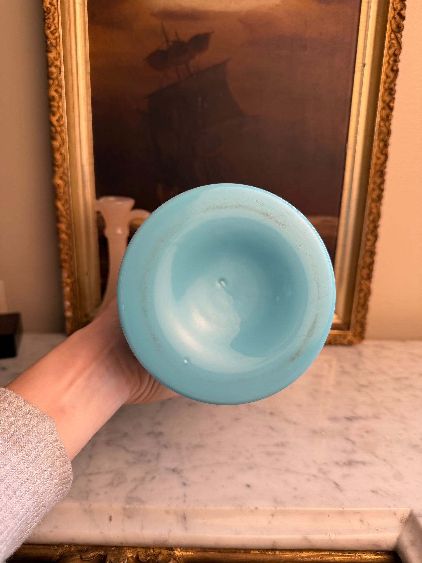 French Blue Opaline Vase