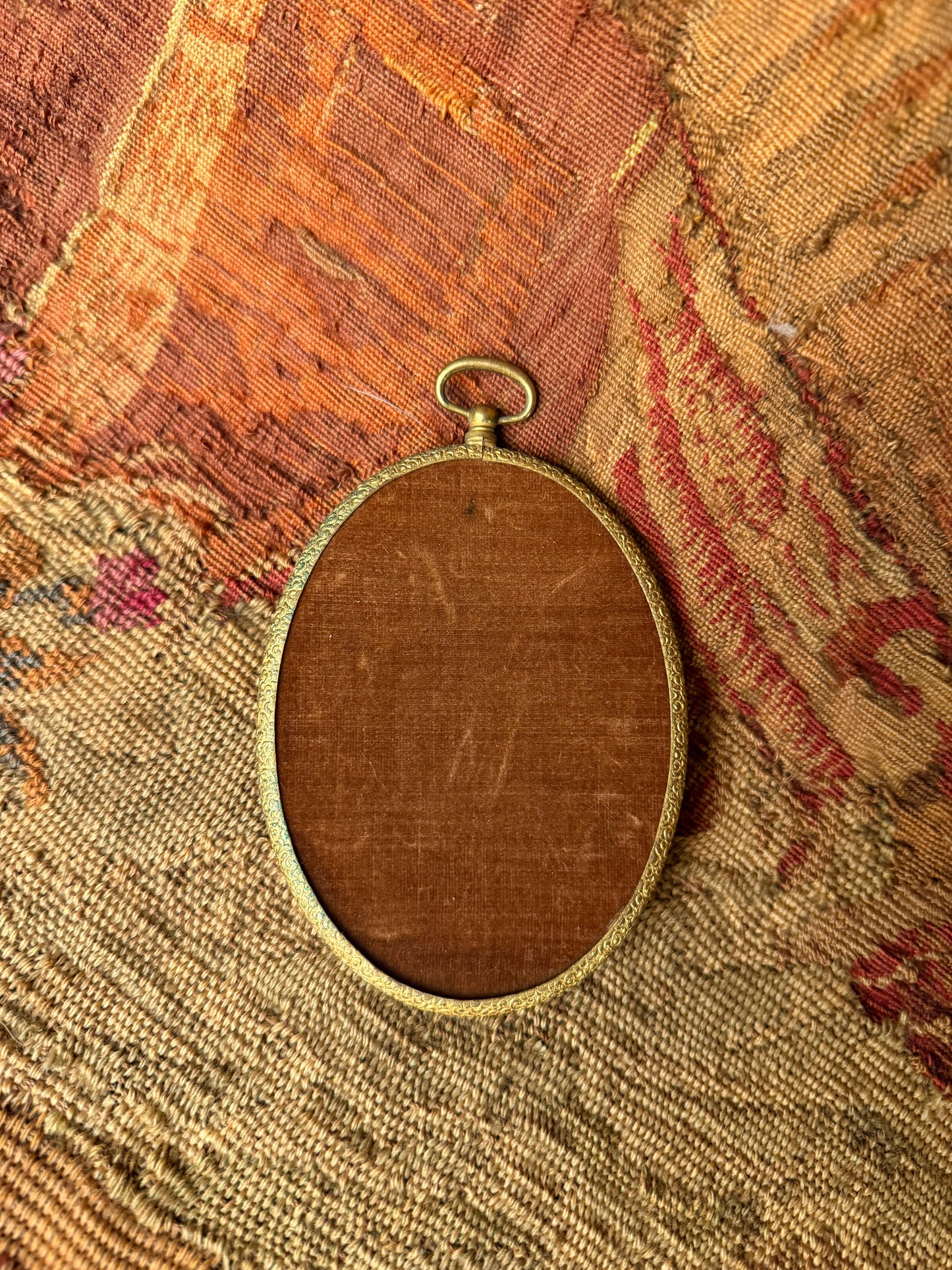 Oval Brass-Tone Portrait Frame
