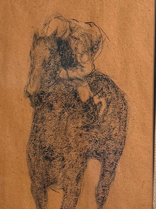 Charcoal Sketch of a Horse and Jockey