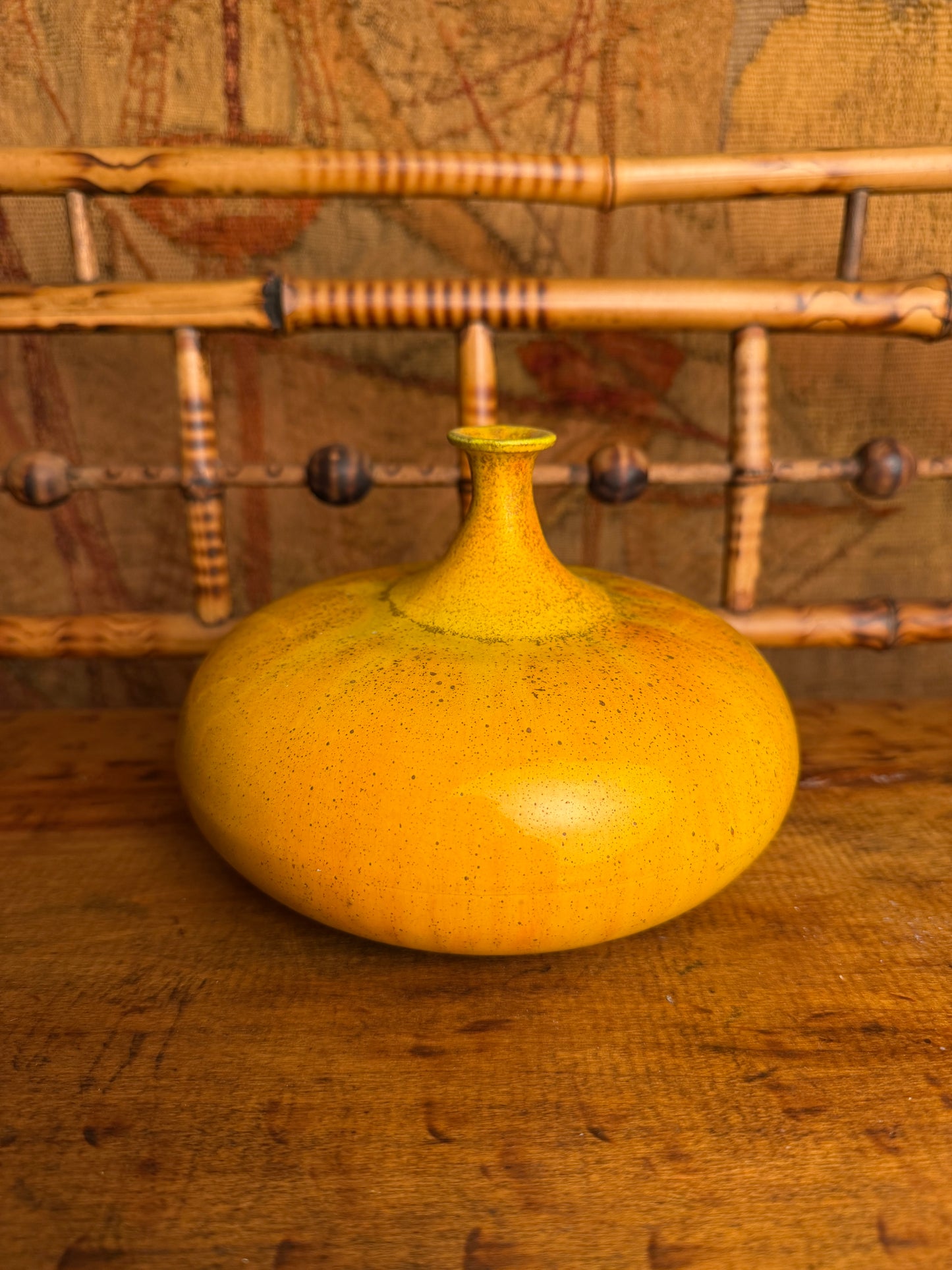 Vintage Polia Pillin Pottery Mustard Yellow Bud Vase | Mid-Century Modern Ceramic Vase