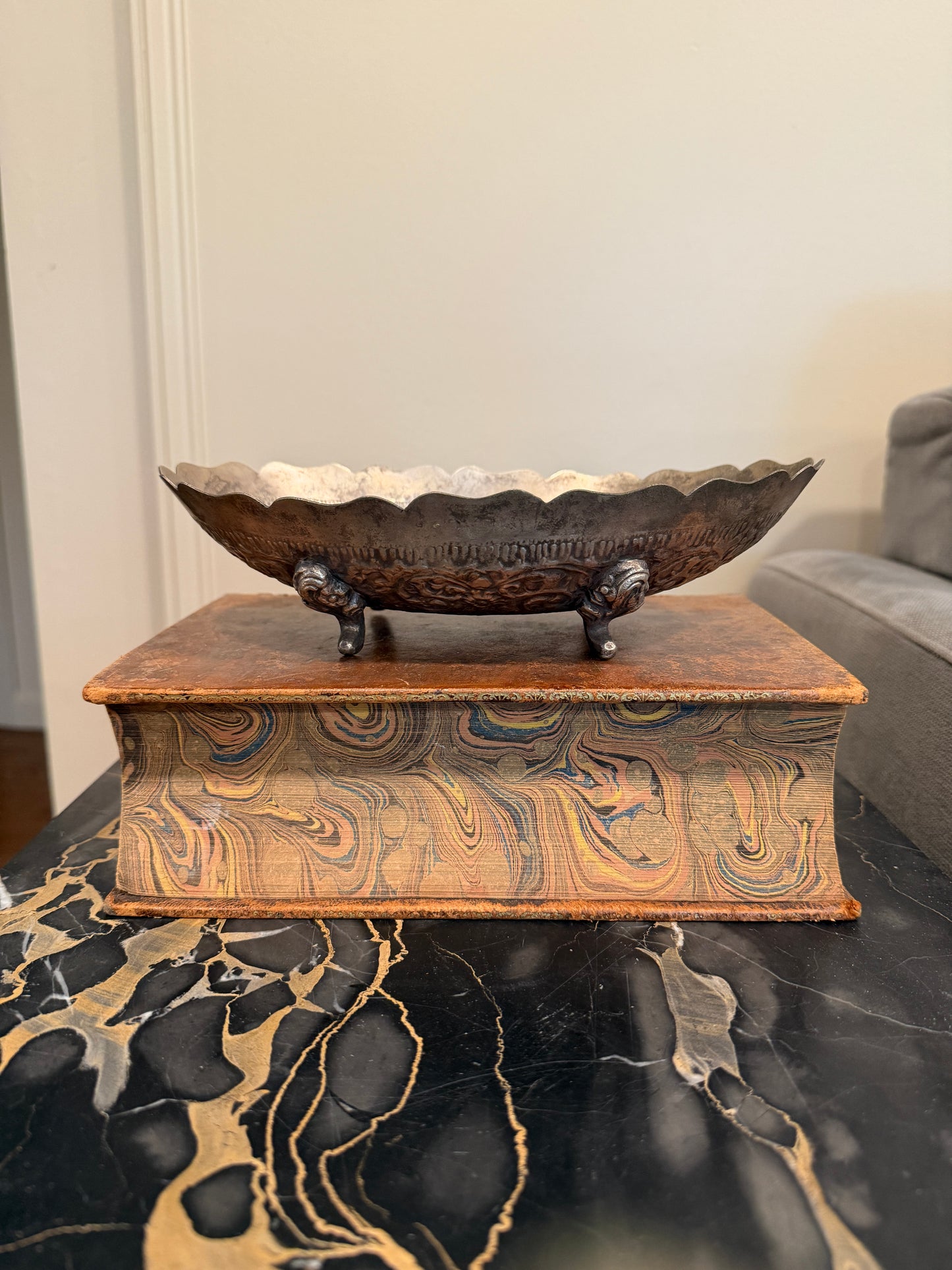 Vintage Silver Plate Repoussé Footed Bowl