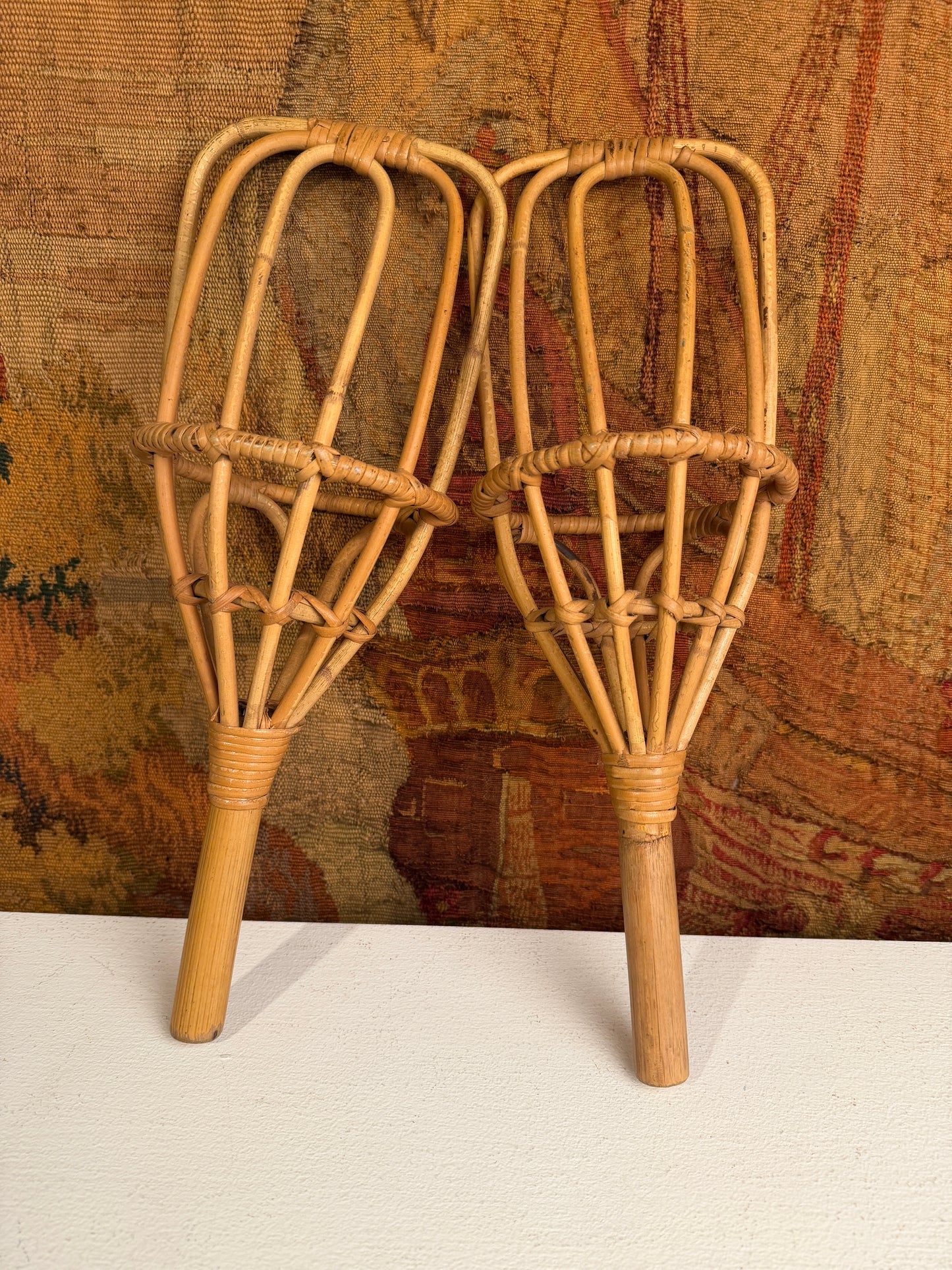 Vintage Rattan Ball Toss Catchers