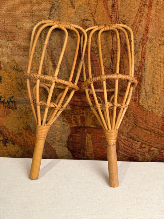 Vintage Rattan Ball Toss Catchers