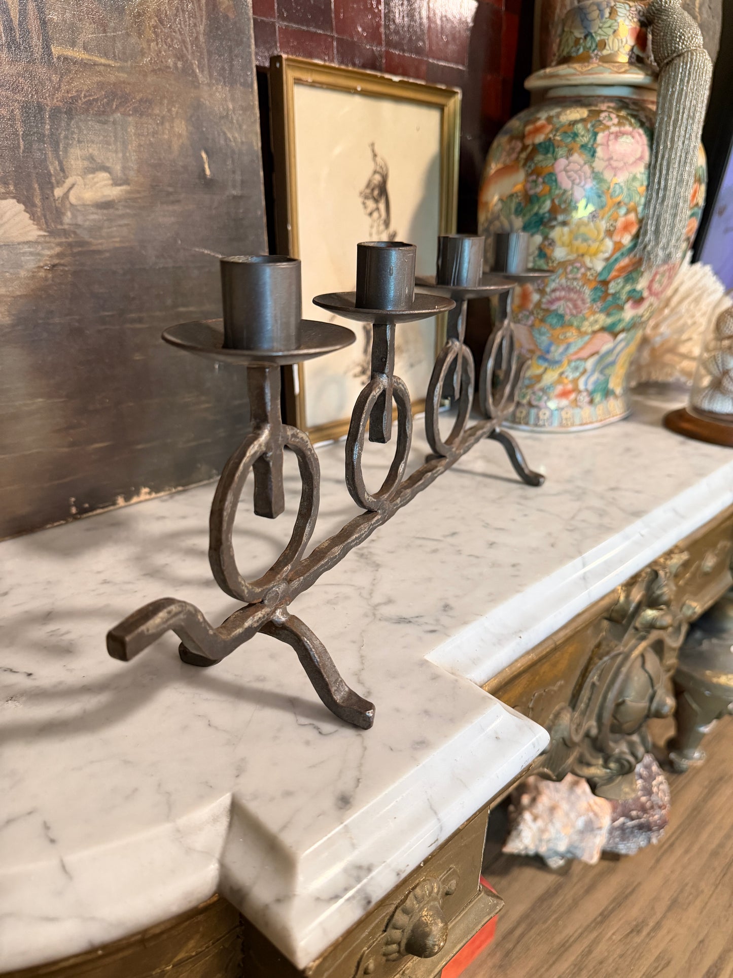 Vintage Swedish Wrought Iron Candelabra by HB Bo Svensk