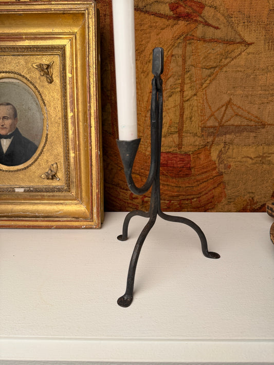 Vintage Wrought Iron Rushlight Candle Holder