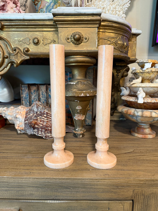 Vintage Pink Onyx Bud Vases