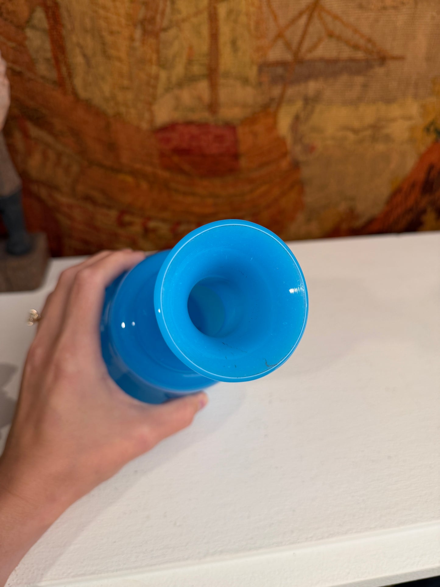 Vintage Blue Opaline Vase