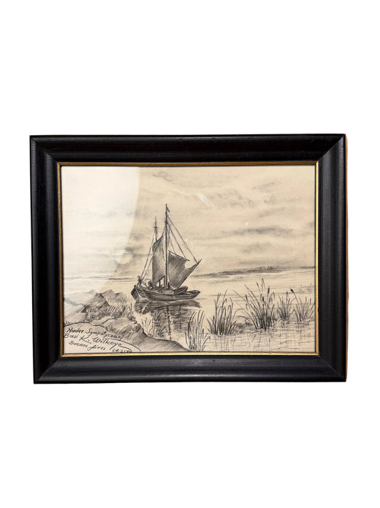 Sailboat Charcoal & Pencil Drawing