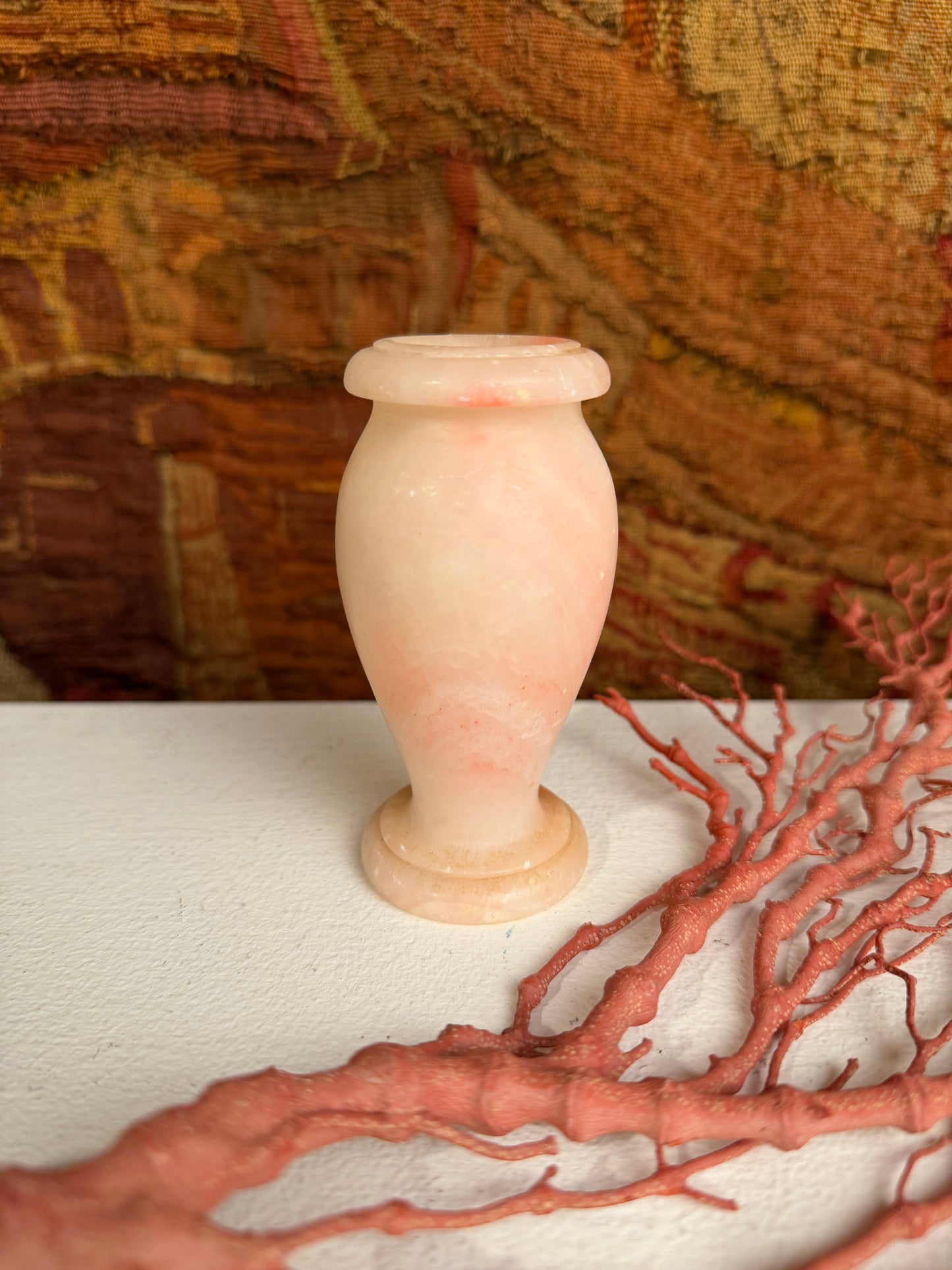Vintage Pale Pink Alabaster Bud Vase