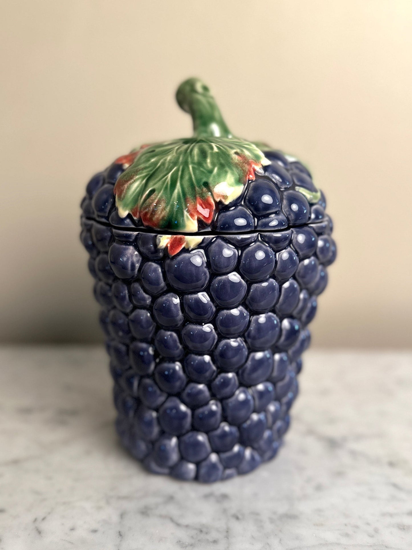 Vintage Bordallo Pinheiro Grape Jar with Lid