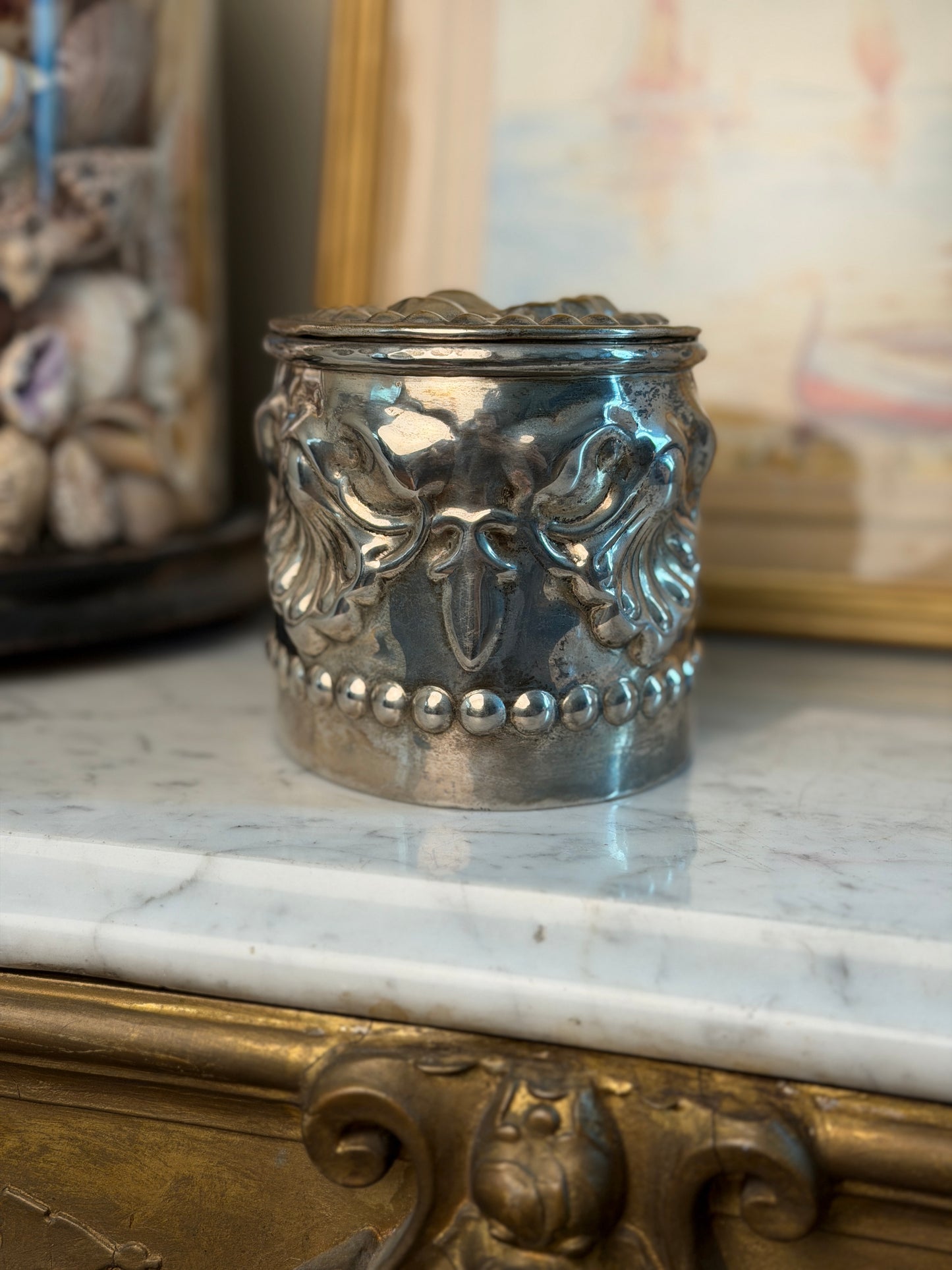 Vintage Silver Tone Trinket Box