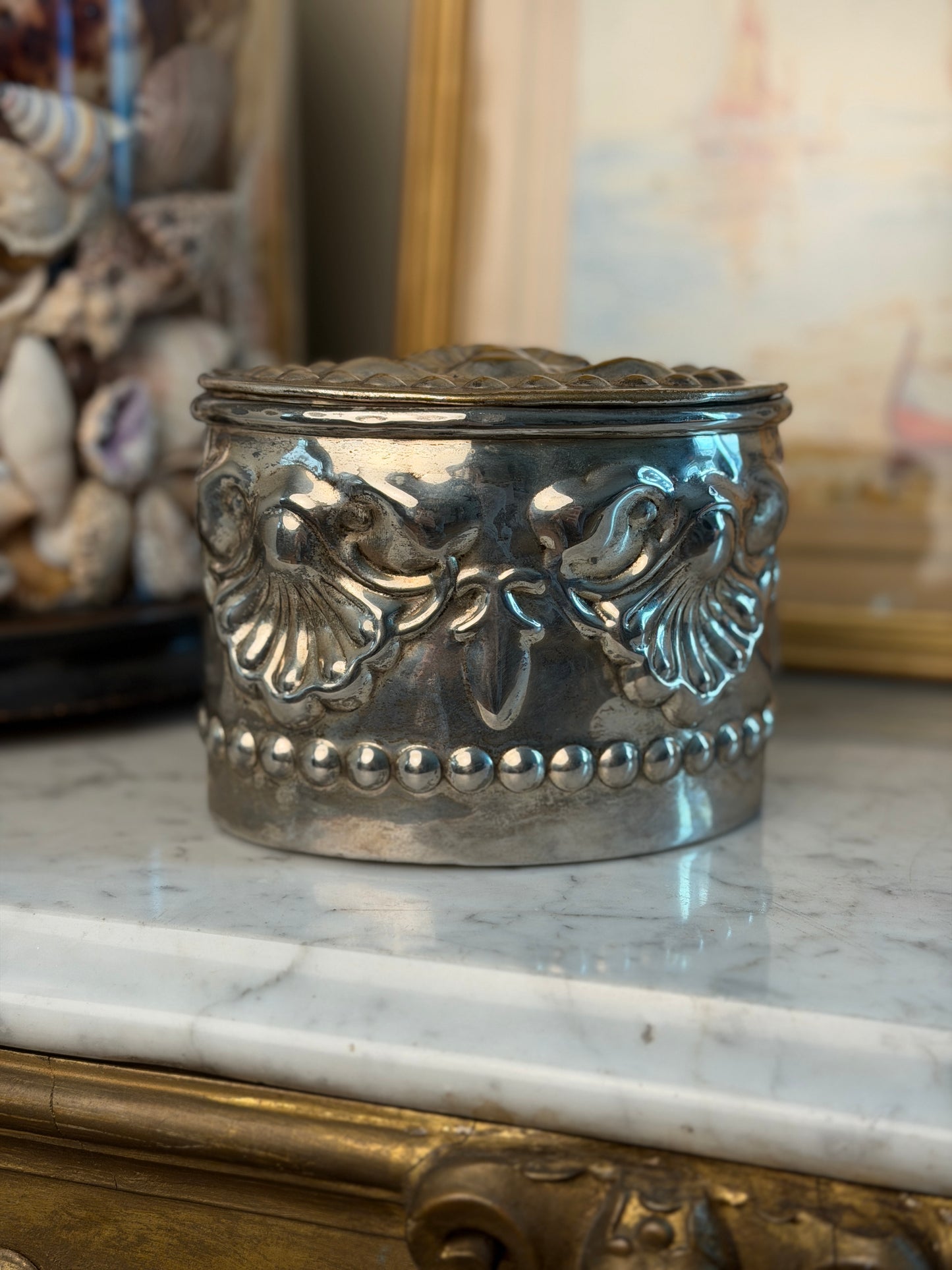 Vintage Silver Tone Trinket Box