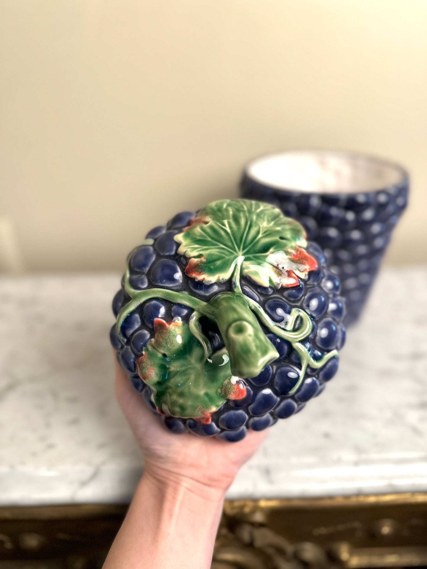 Vintage Bordallo Pinheiro Grape Jar with Lid