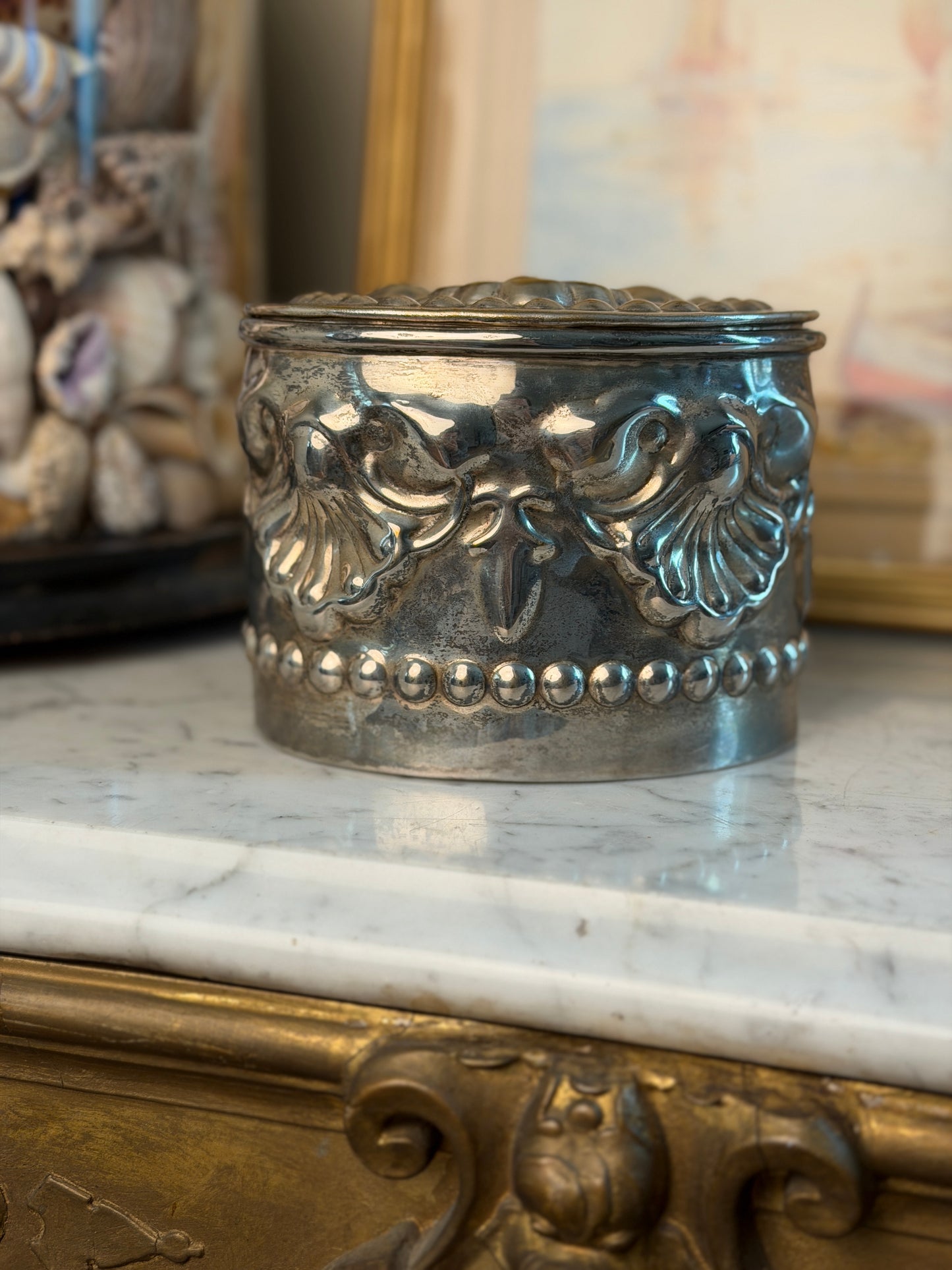 Vintage Silver Tone Trinket Box