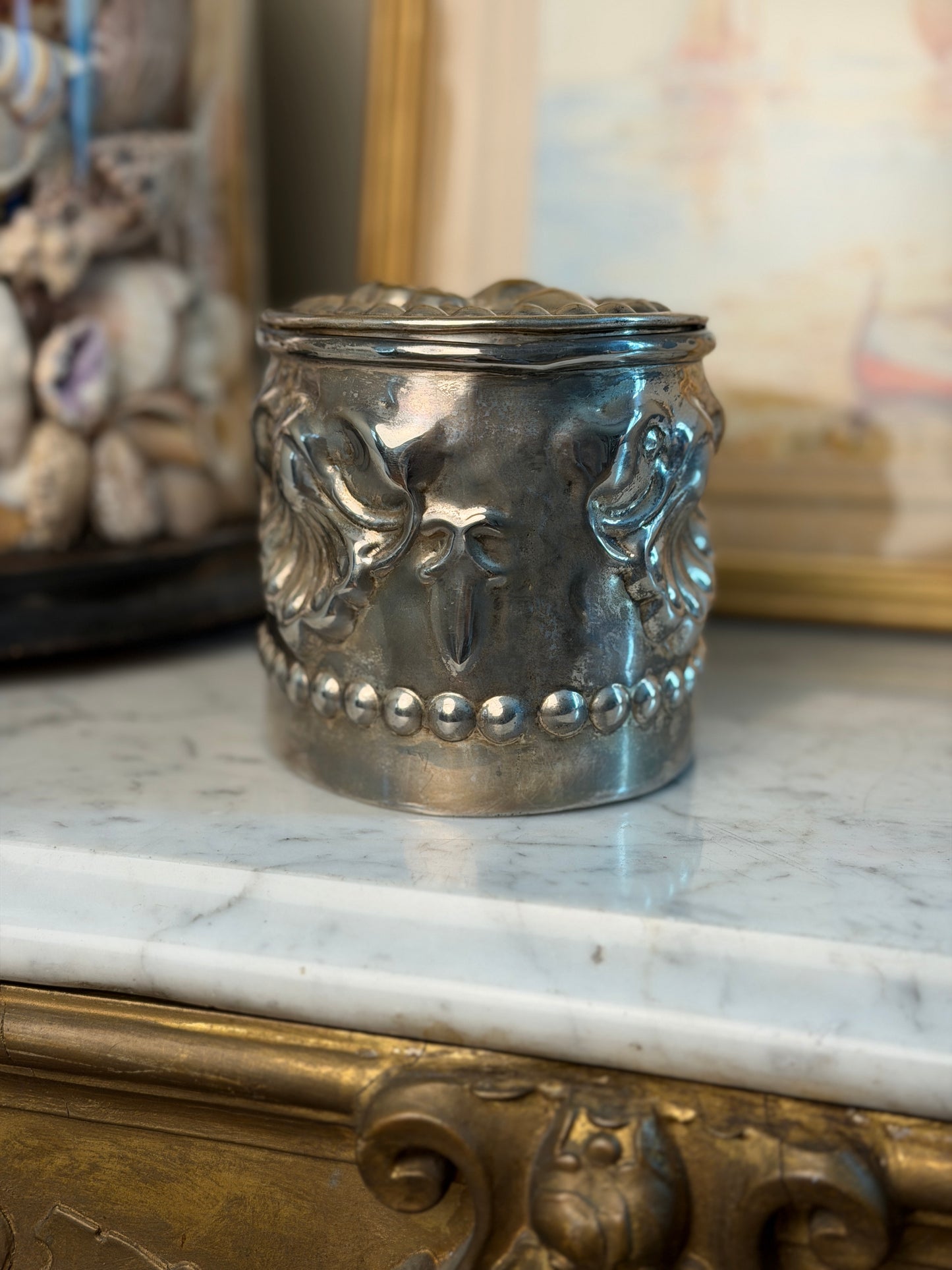 Vintage Silver Tone Trinket Box