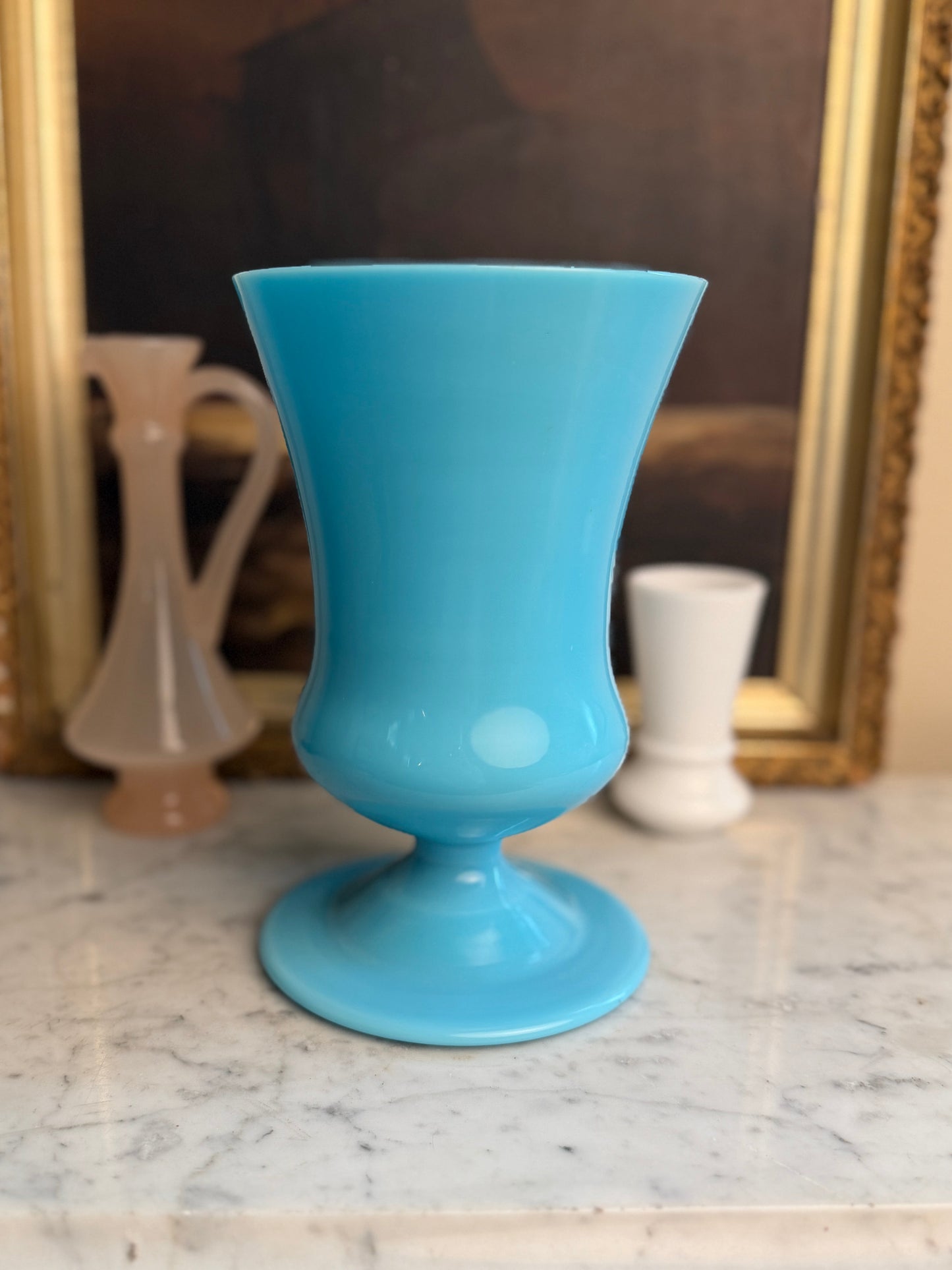 French Blue Opaline Vase