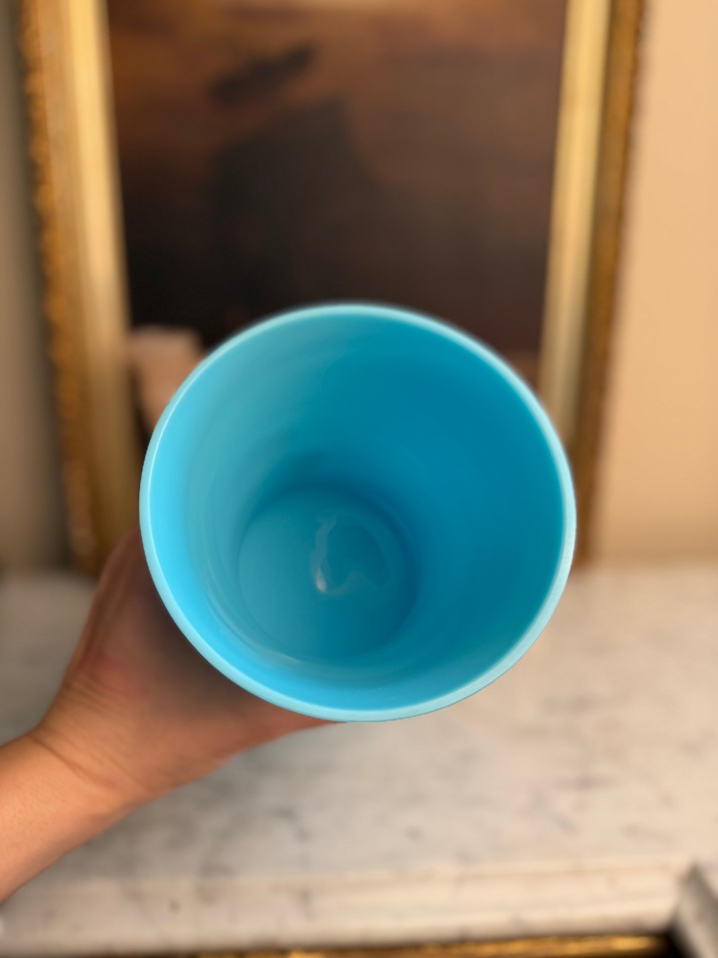 French Blue Opaline Vase