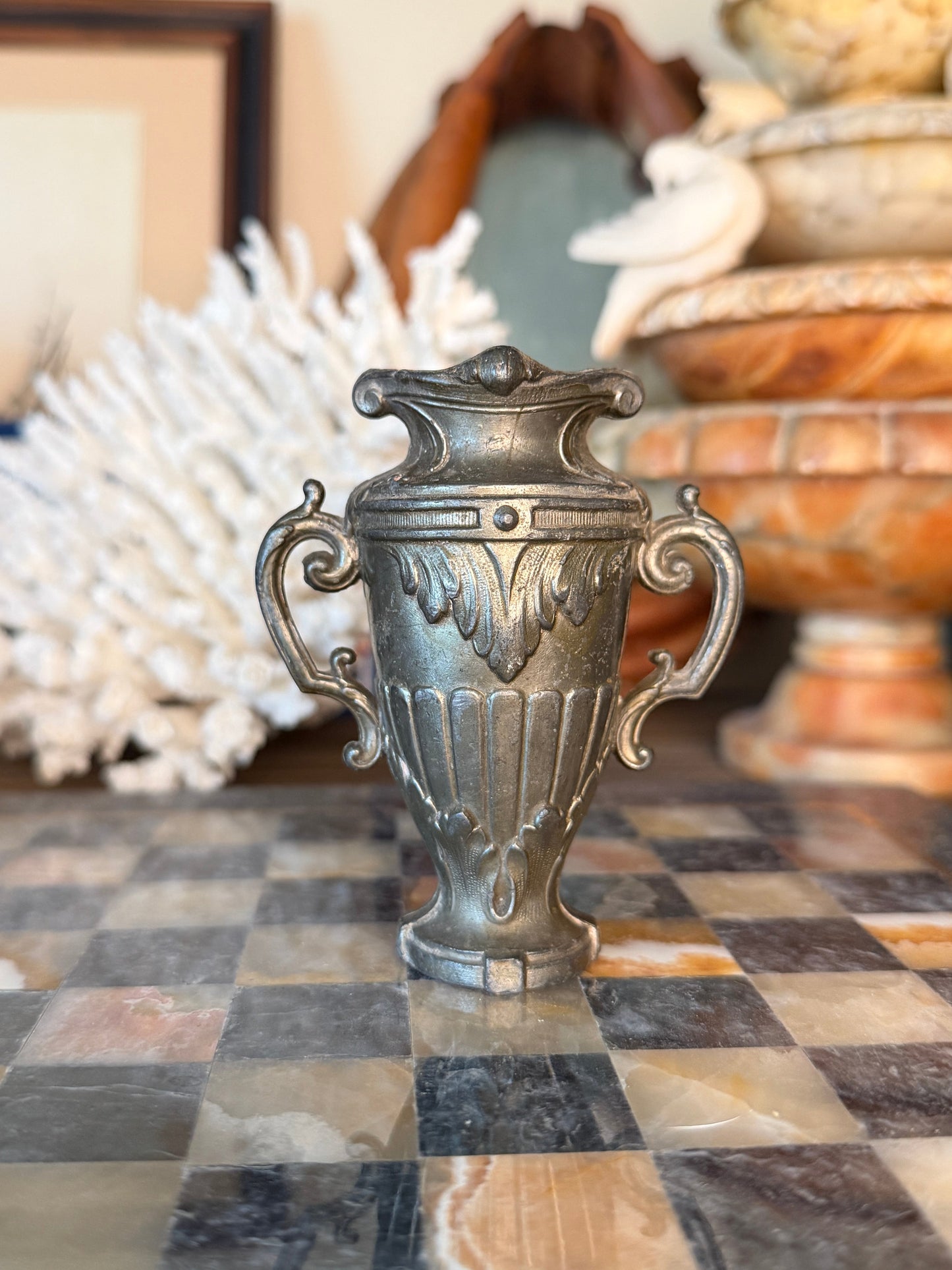 Mini Ornate Metal Urn