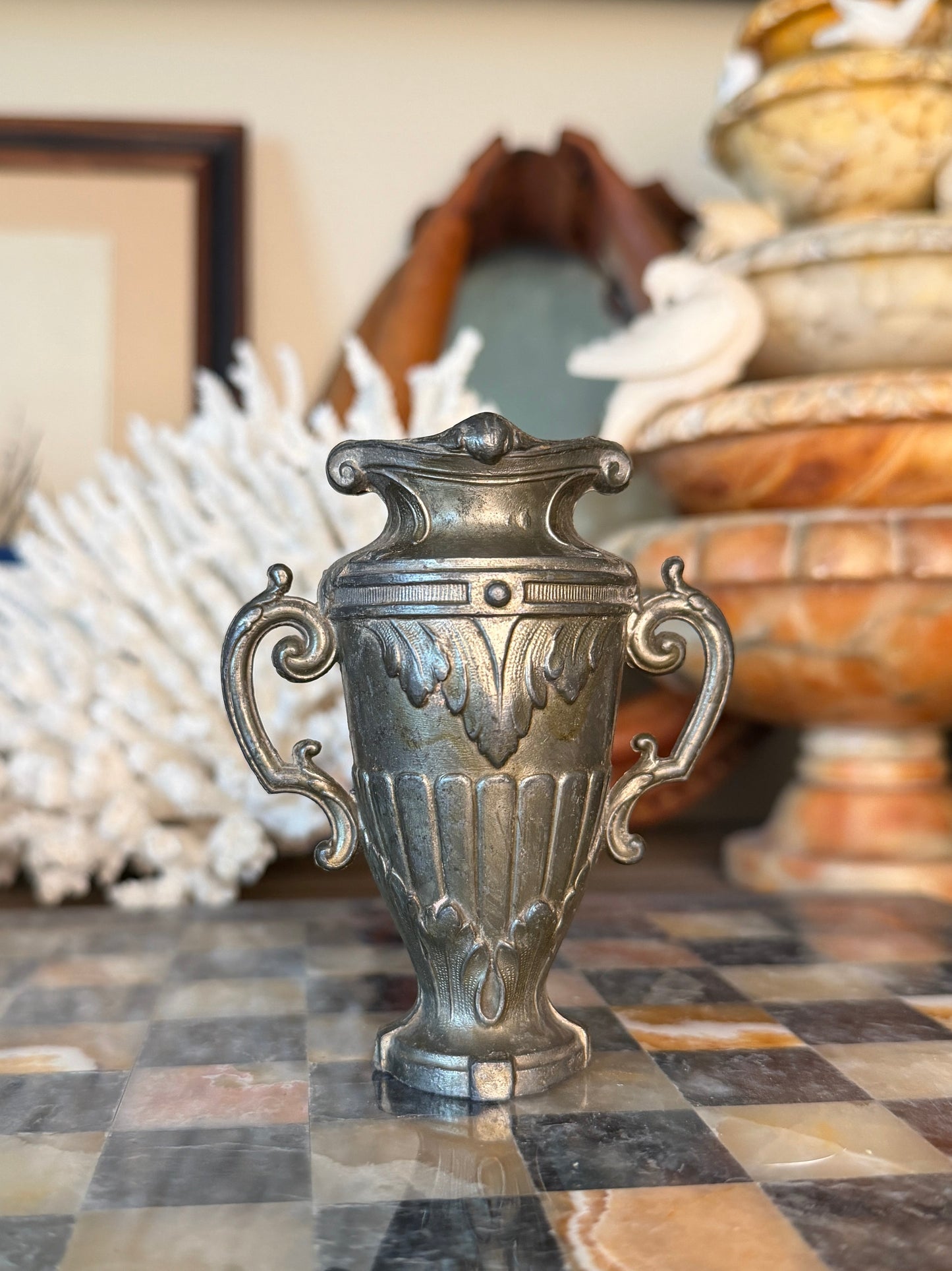 Mini Ornate Metal Urn