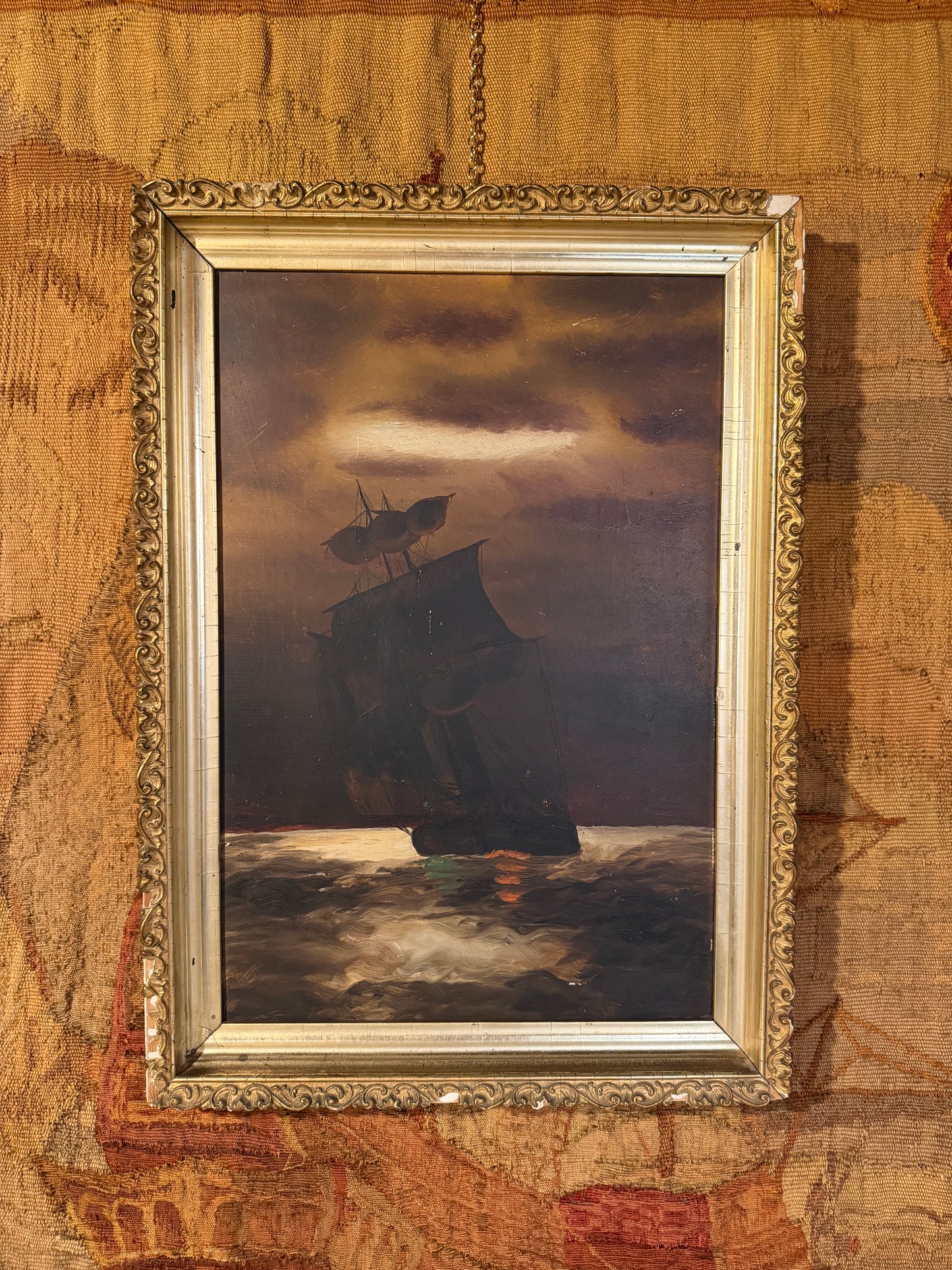 Moody Ship Oil Painting