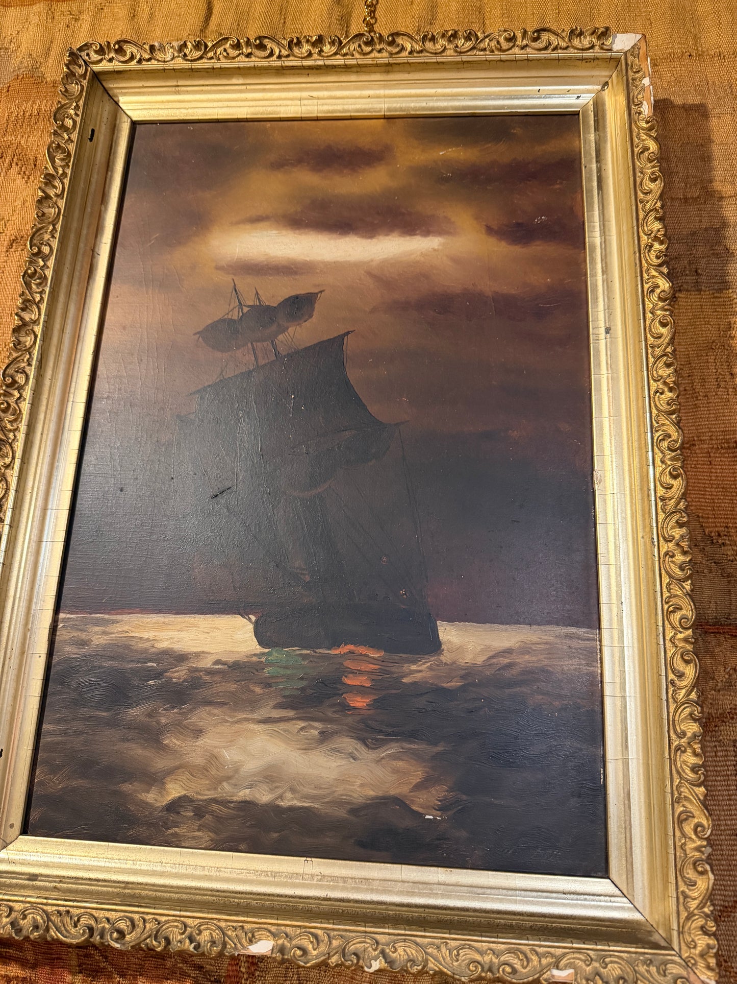 Moody Ship Oil Painting