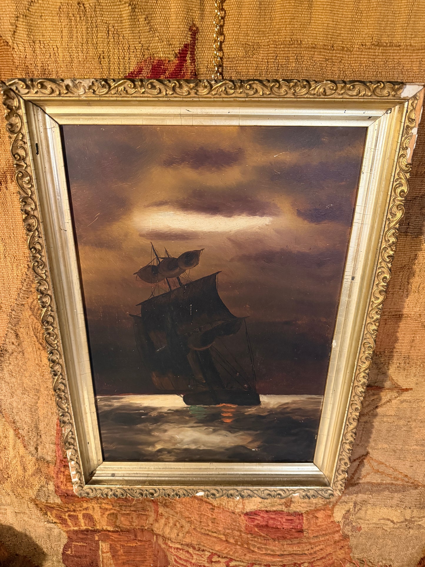 Moody Ship Oil Painting