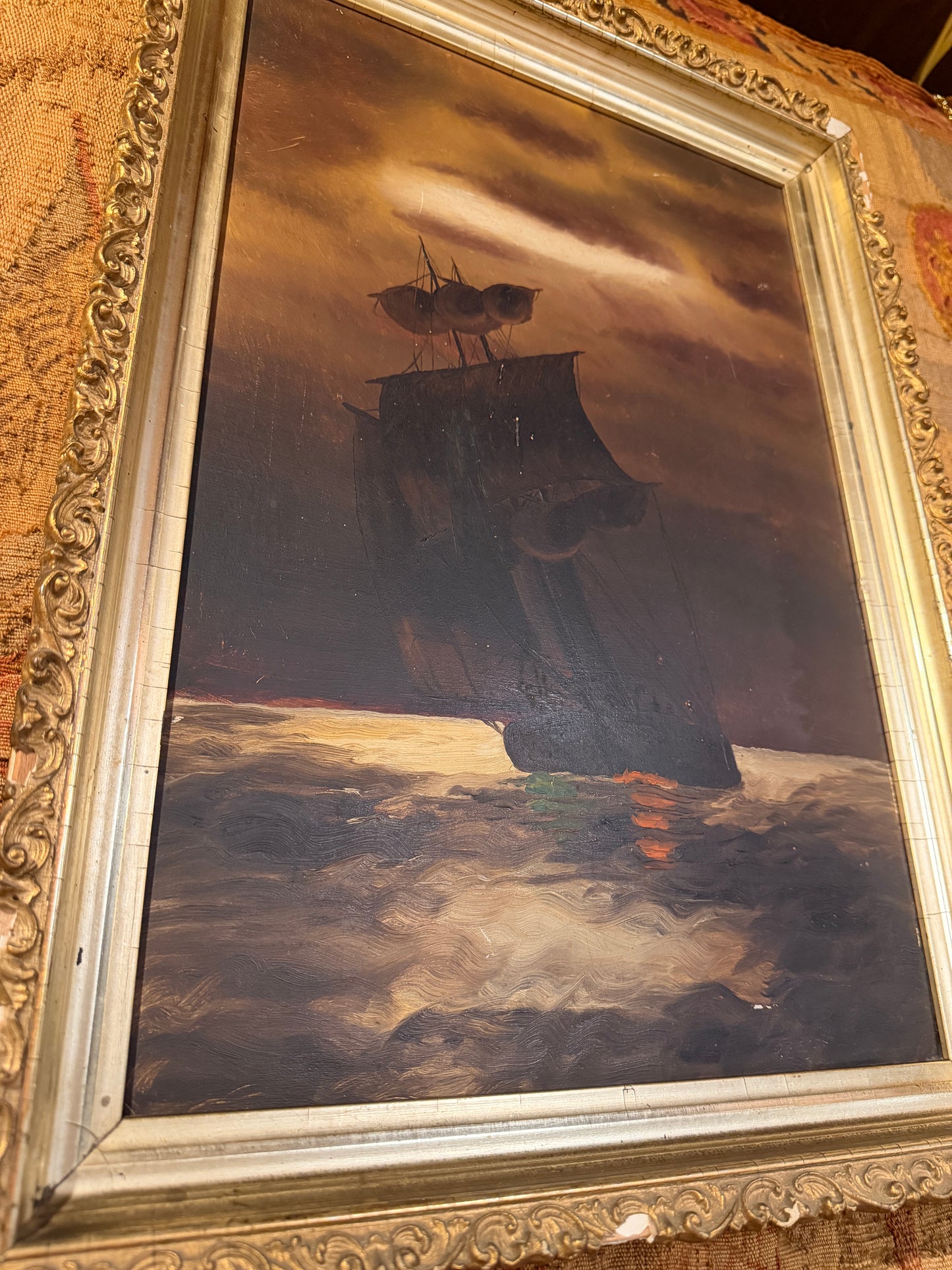 Moody Ship Oil Painting