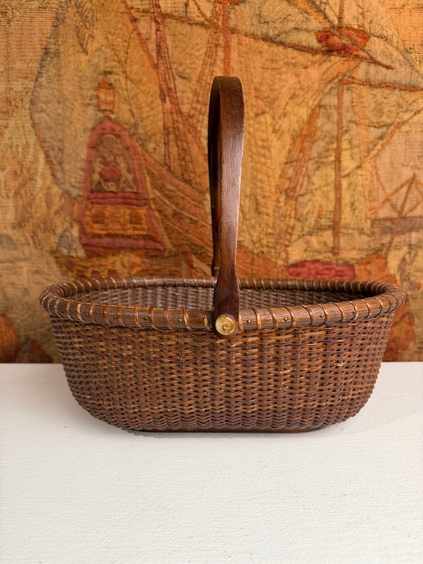 Vintage Dark Nantucket Style Basket