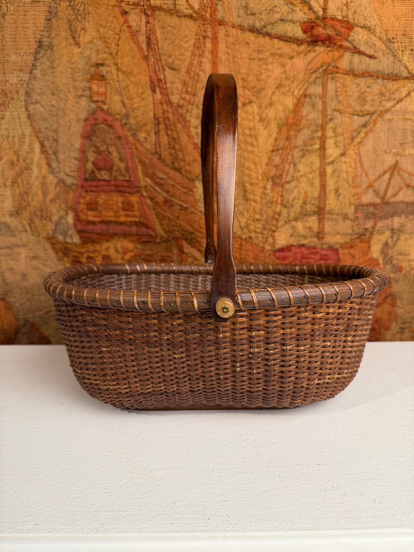 Vintage Dark Nantucket Style Basket