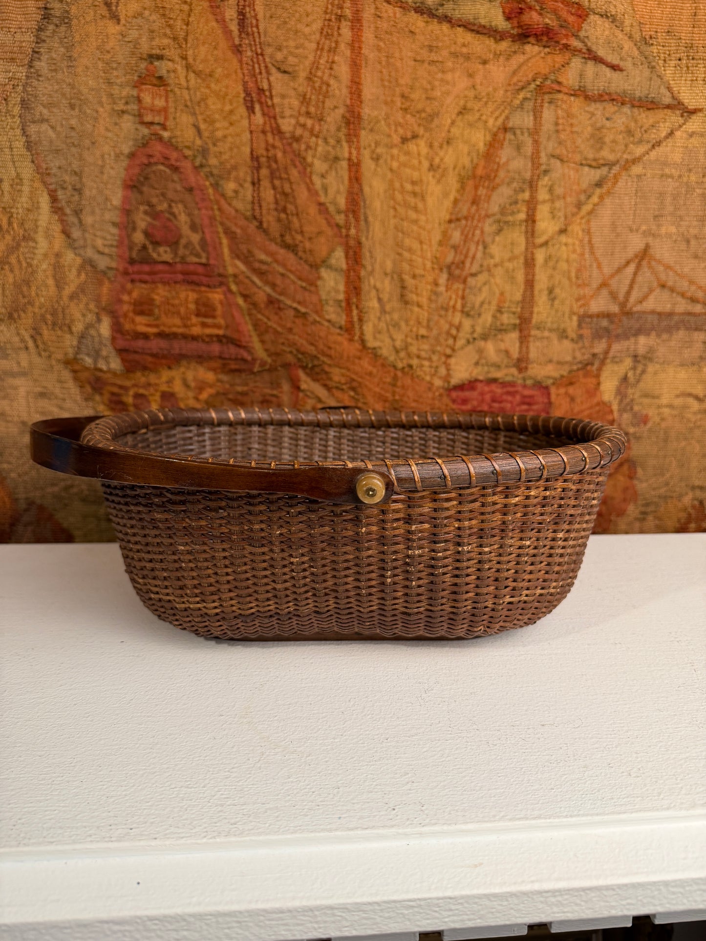 Vintage Dark Nantucket Style Basket