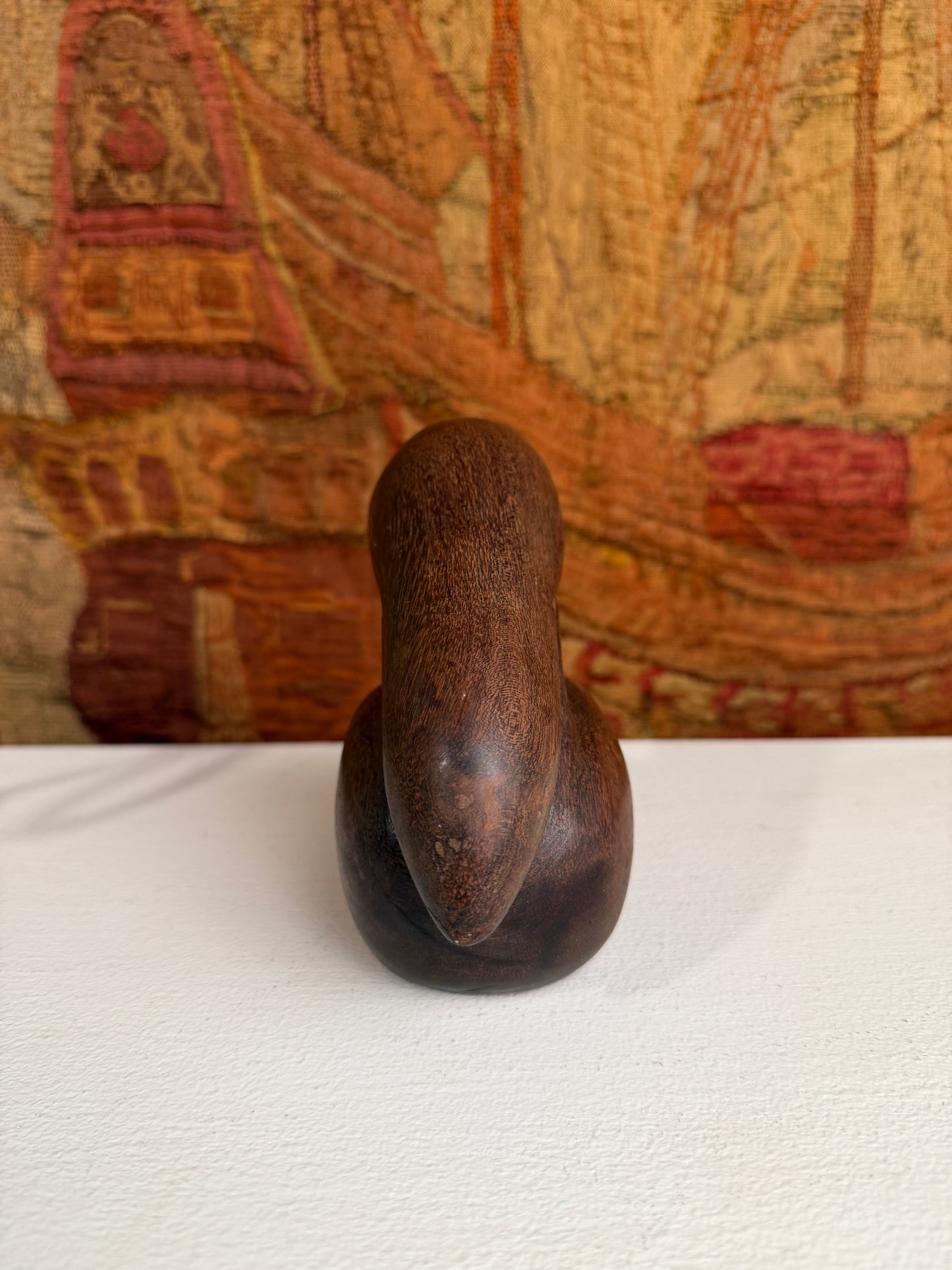 Vintage Handmade Wooden Pelican Sculpture