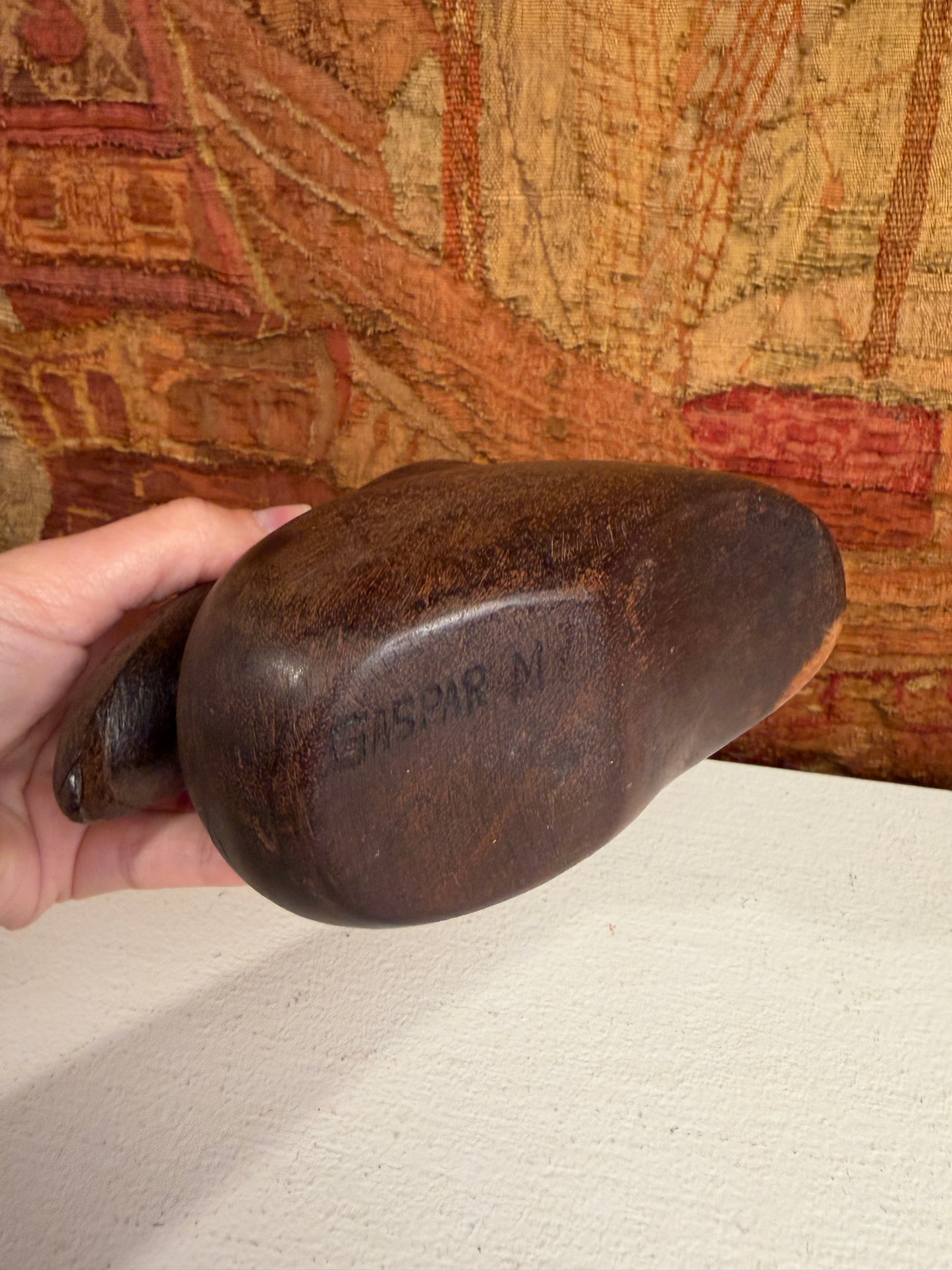 Vintage Handmade Wooden Pelican Sculpture
