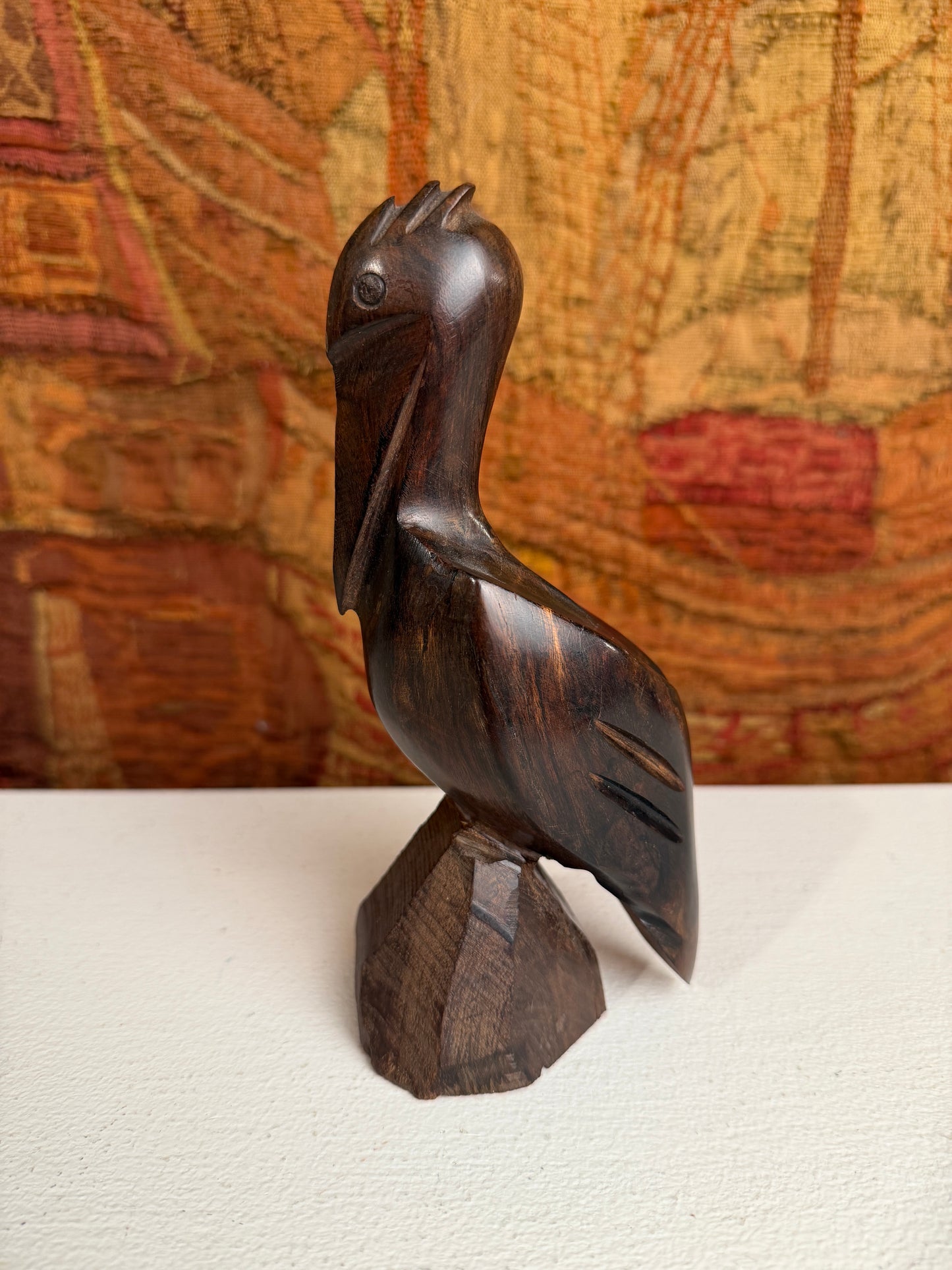 Handmade Wooden Pelican Sculpture