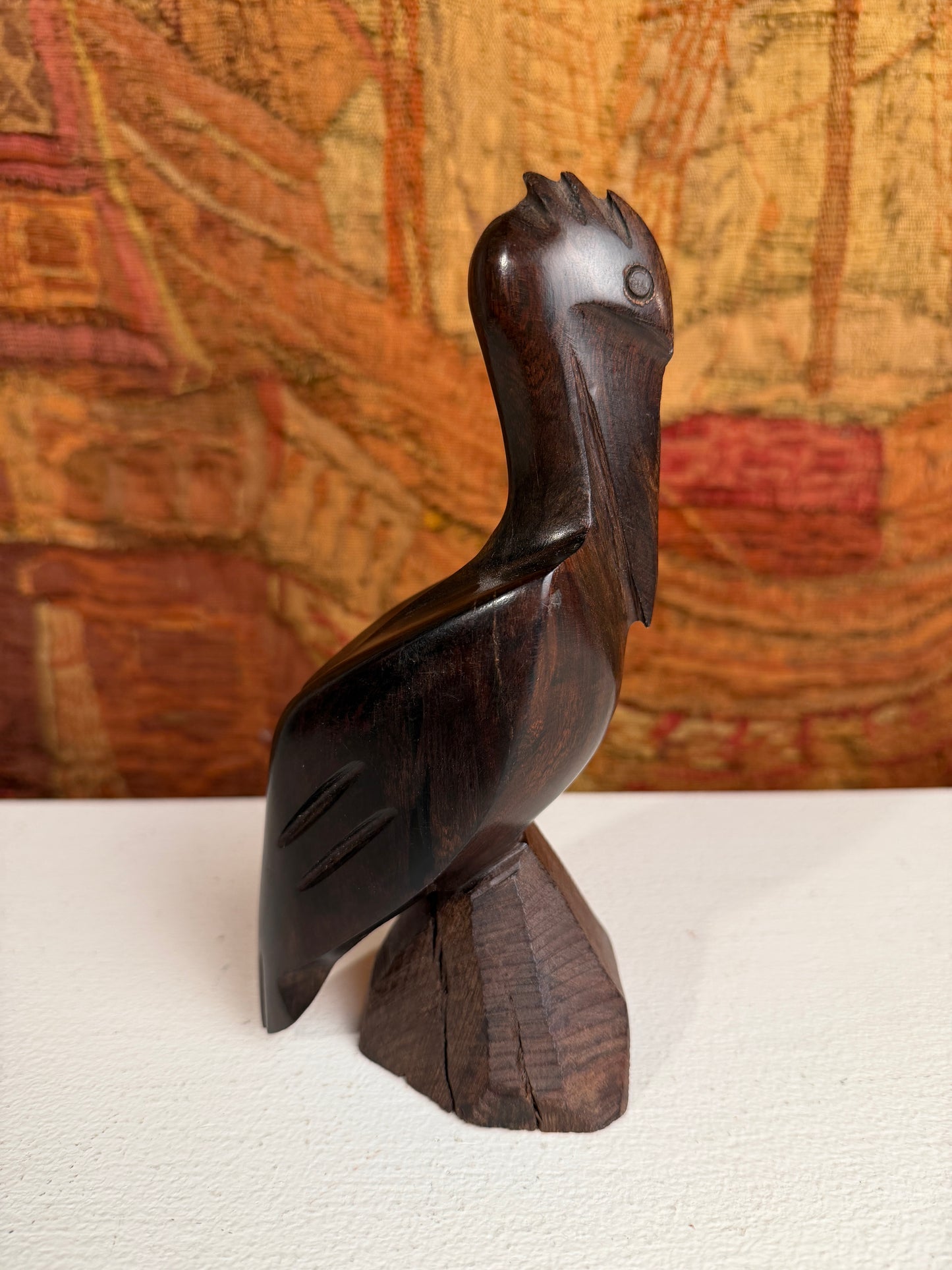 Handmade Wooden Pelican Sculpture