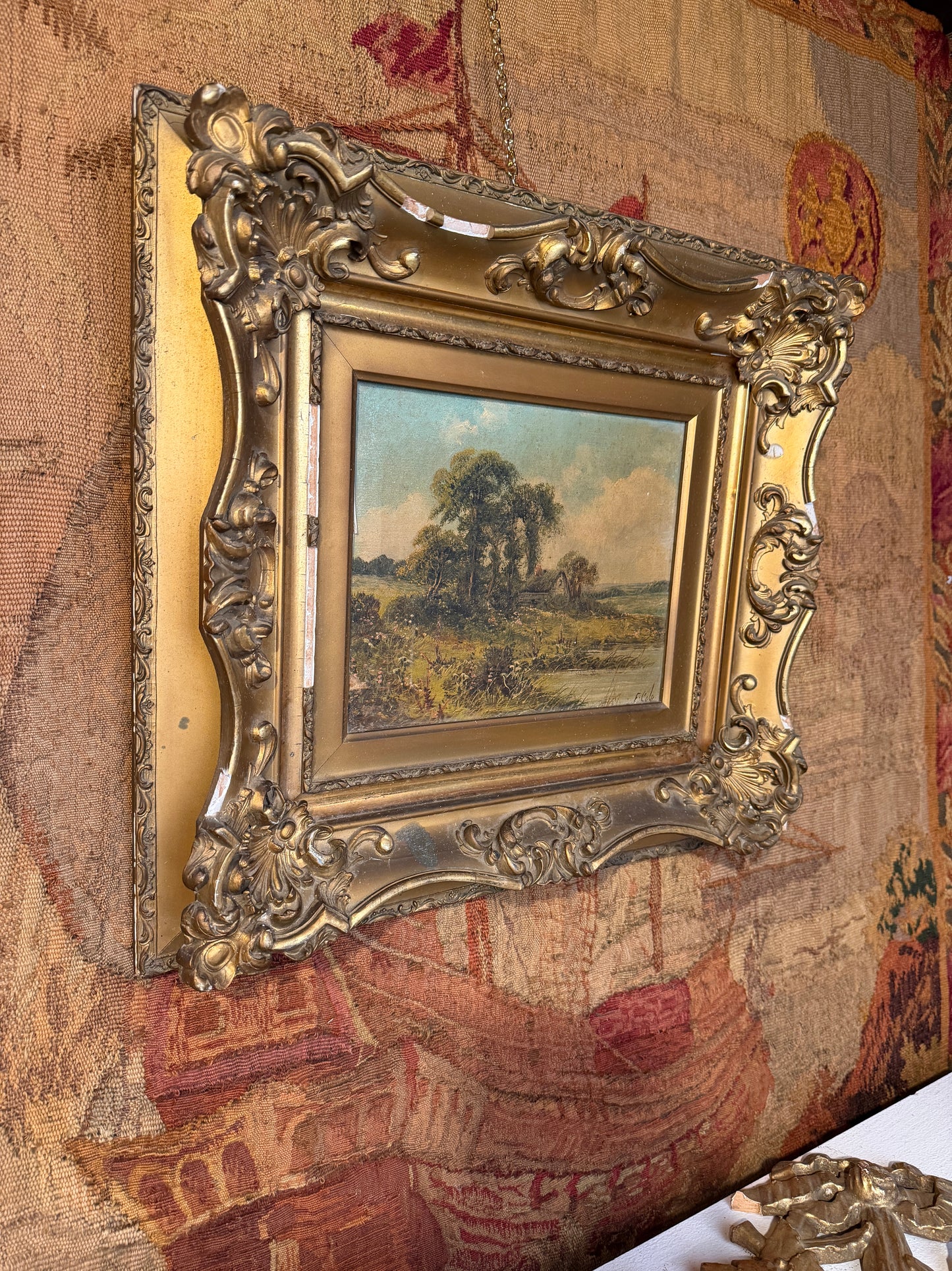 Antique Oil on Canvas Landscape by Edwin F. Cole