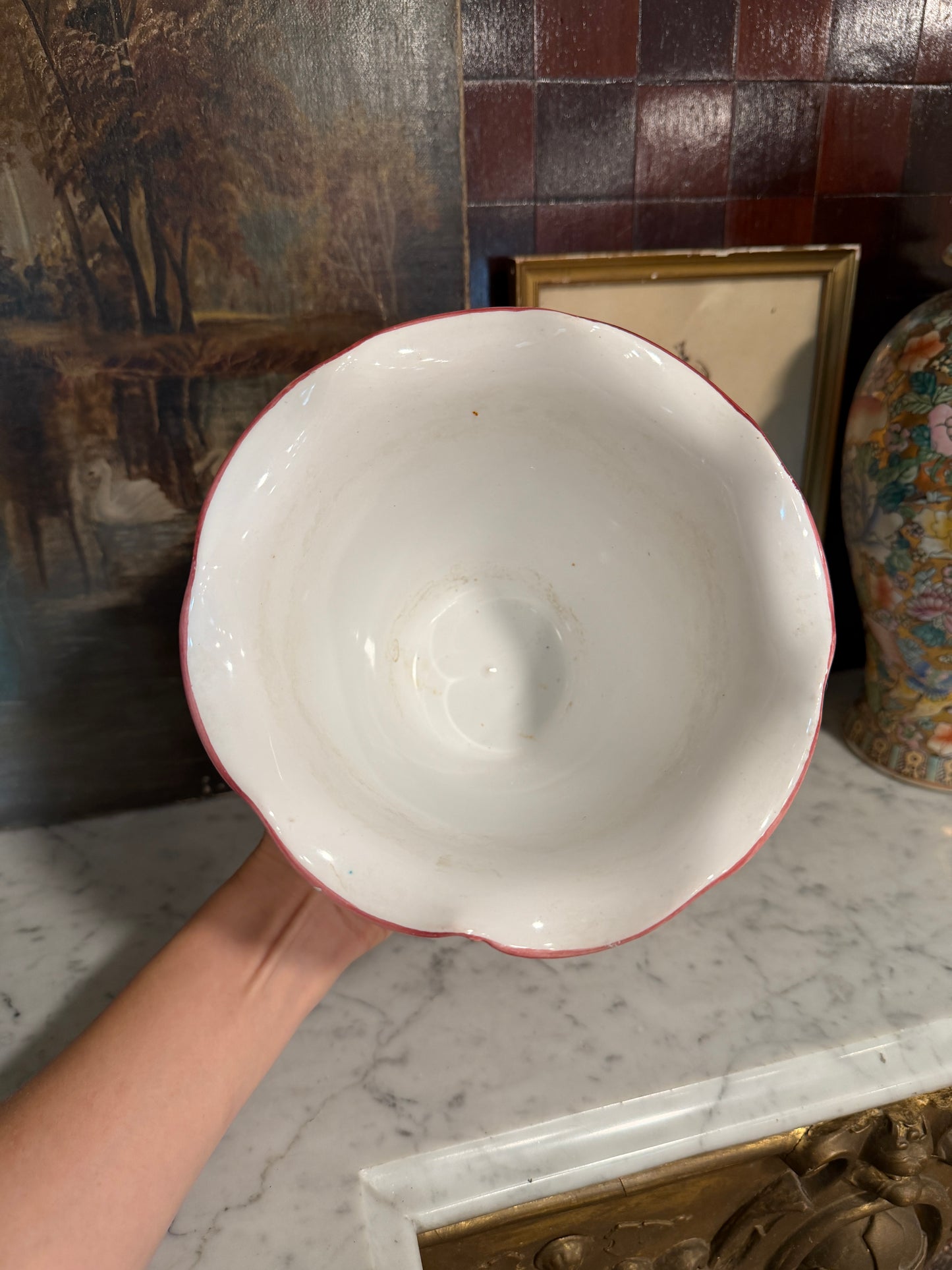 Vintage Hand-Painted Italian Ceramic Cachepot | Made in Italy