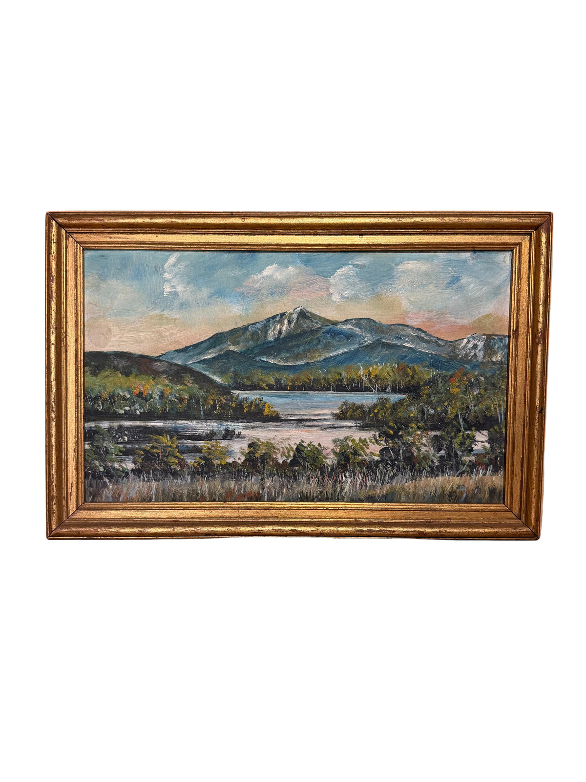 Vintage Mountain Lake Scene