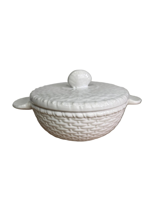 Vintage Nantucket-Style Basket Weave Casserole Dish
