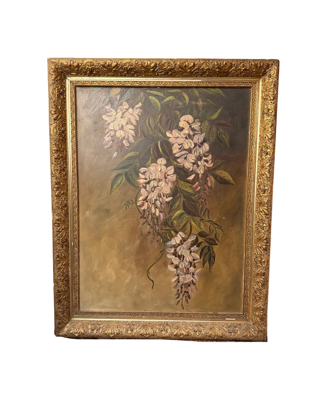 Antique Floral Oil Painting on Board