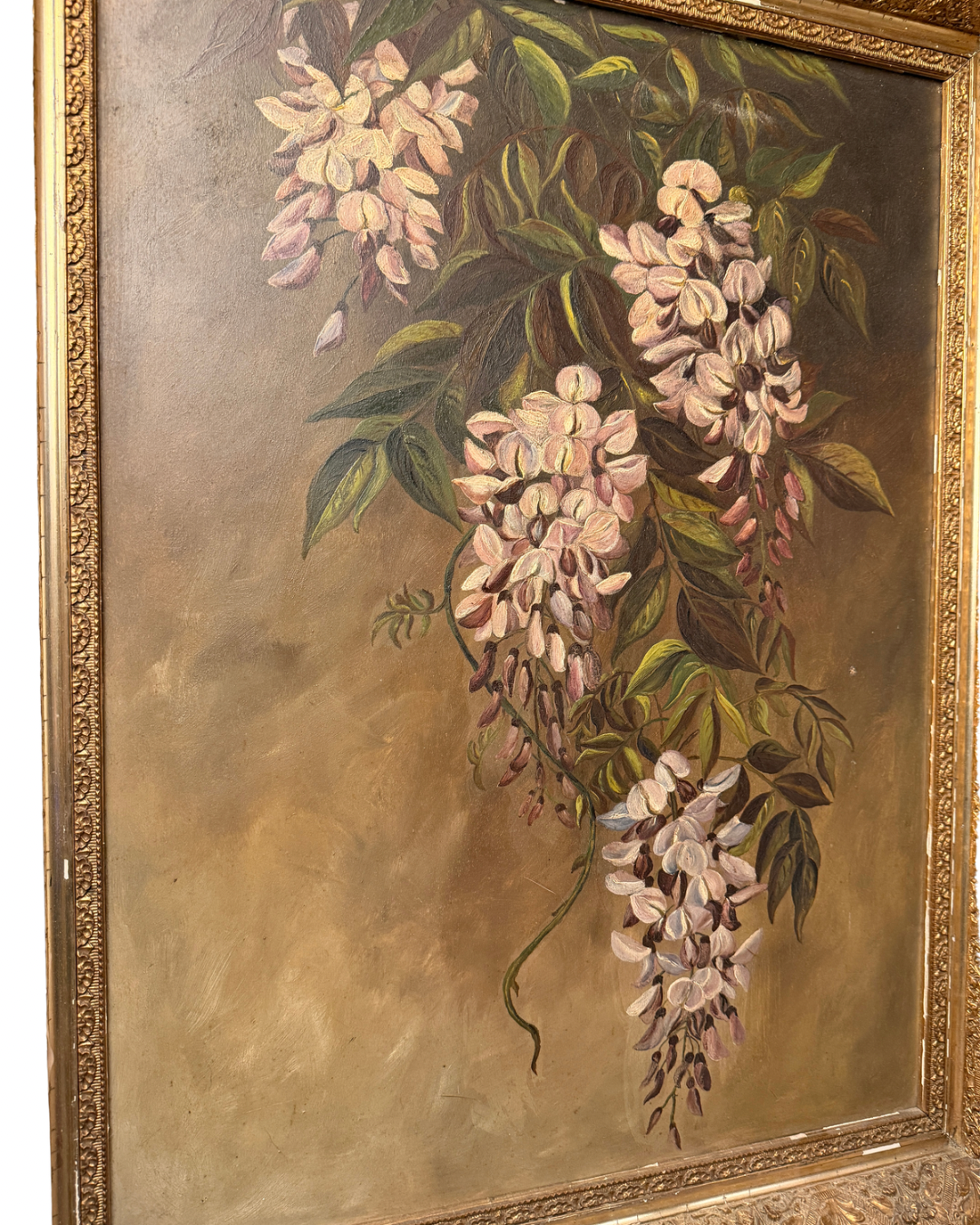 Antique Floral Oil Painting on Board