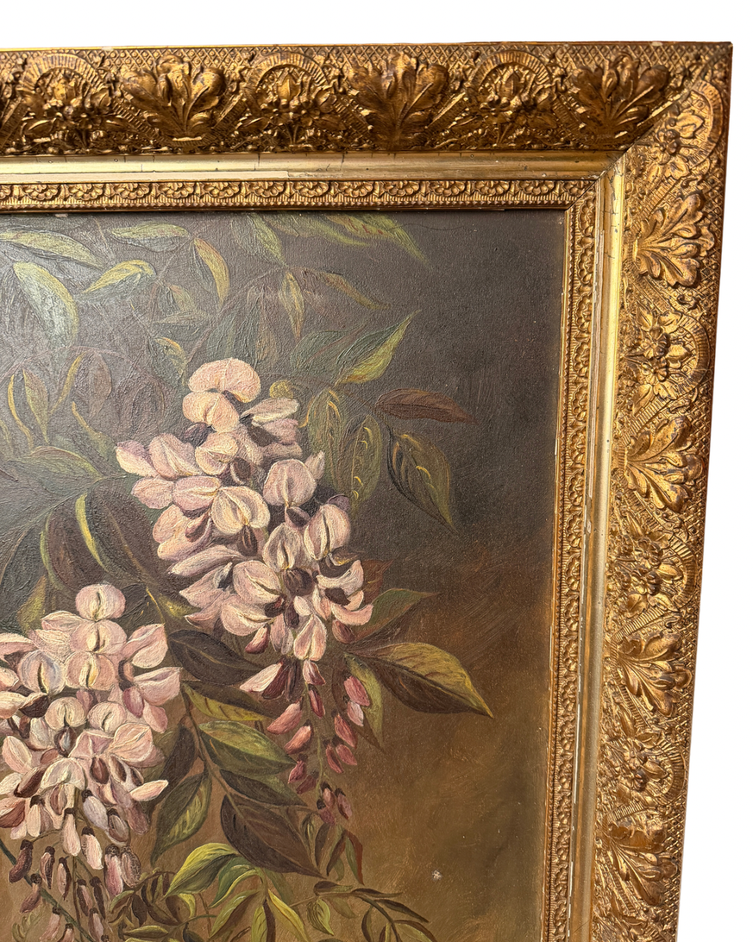 Antique Floral Oil Painting on Board