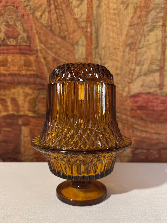 Vintage Amber Glass Fairy Lamp