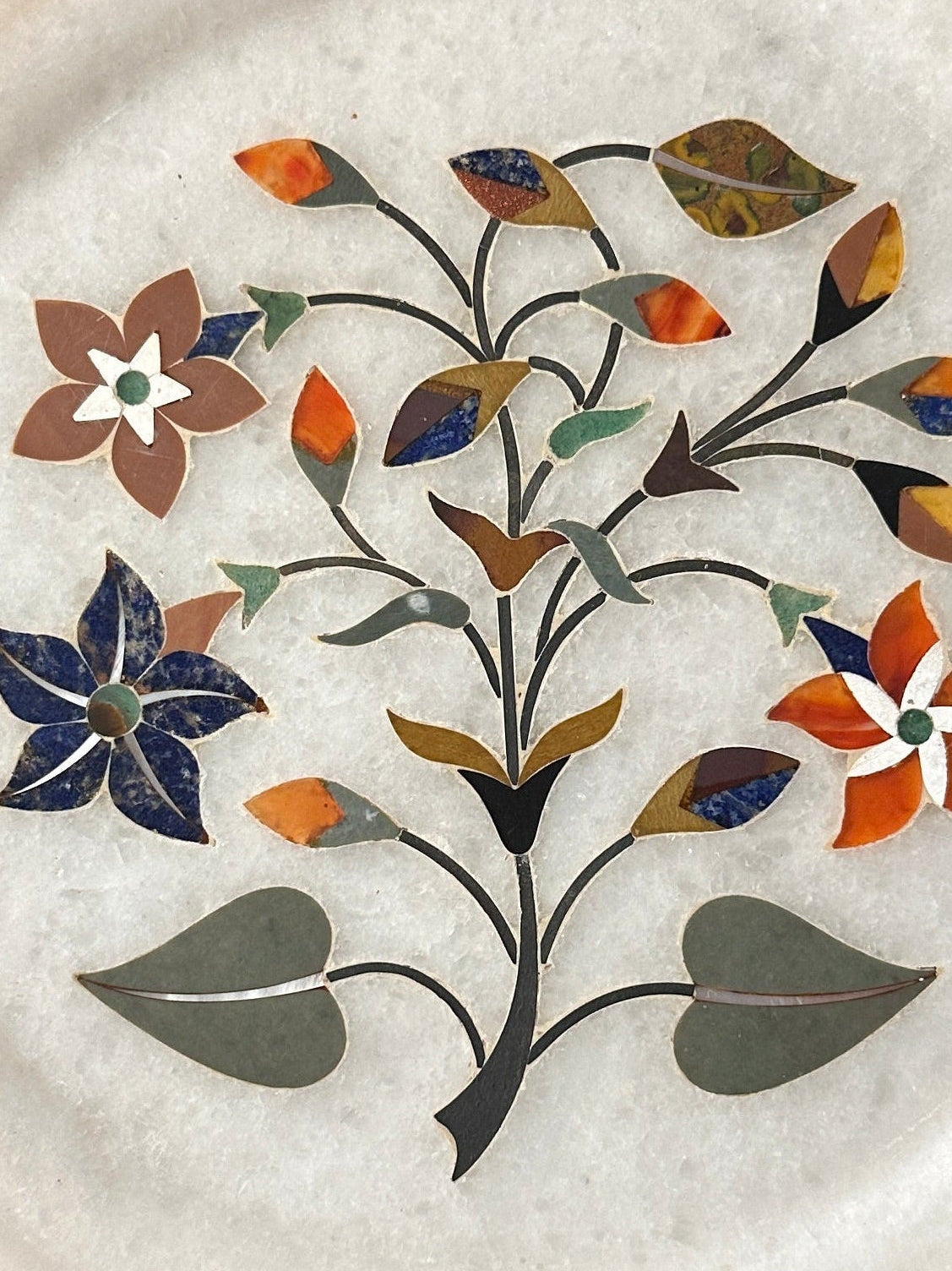 Vintage Stone Inlay Floral Plate