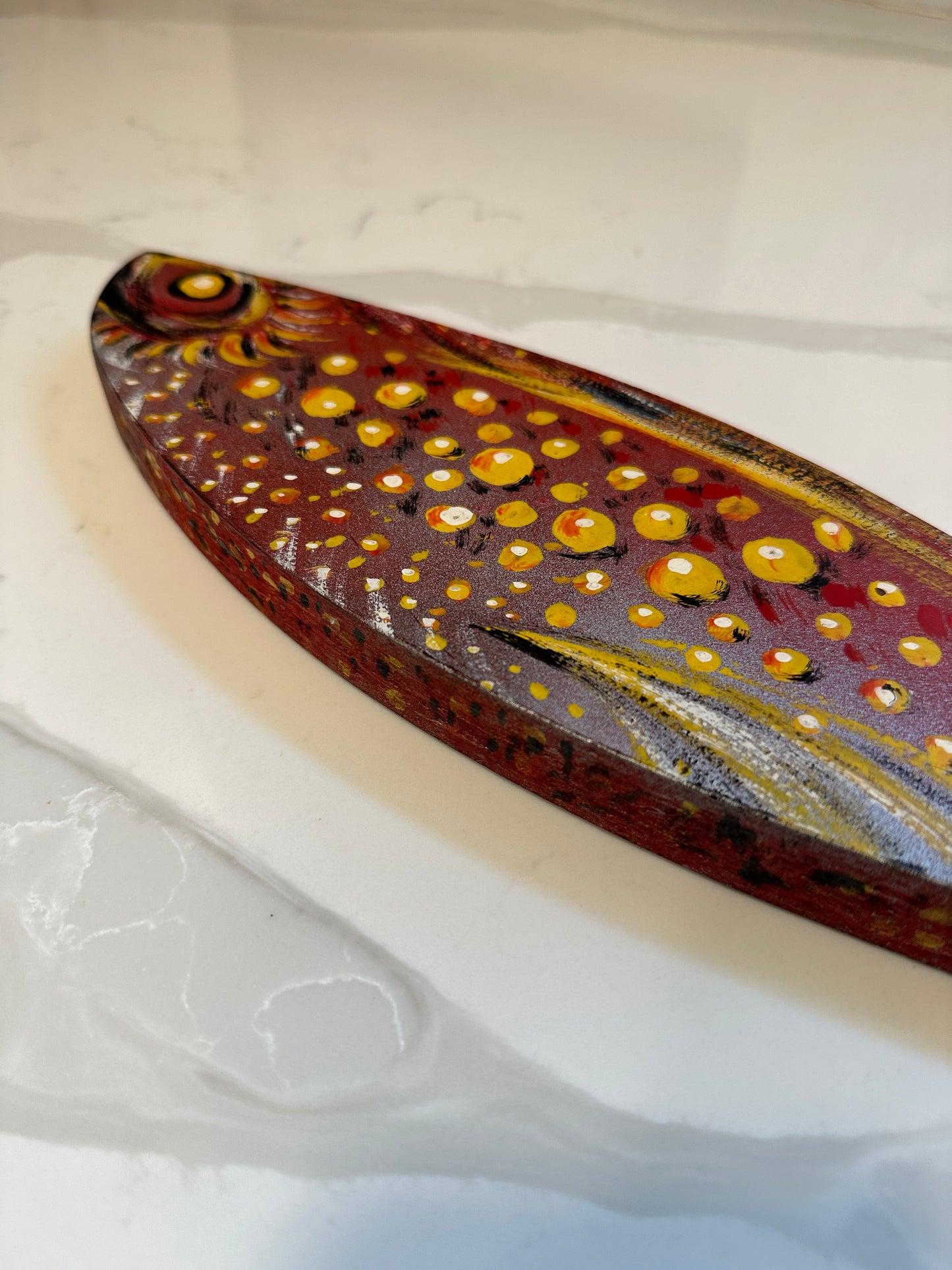 Hand-Painted Wooden Fish Sculpture