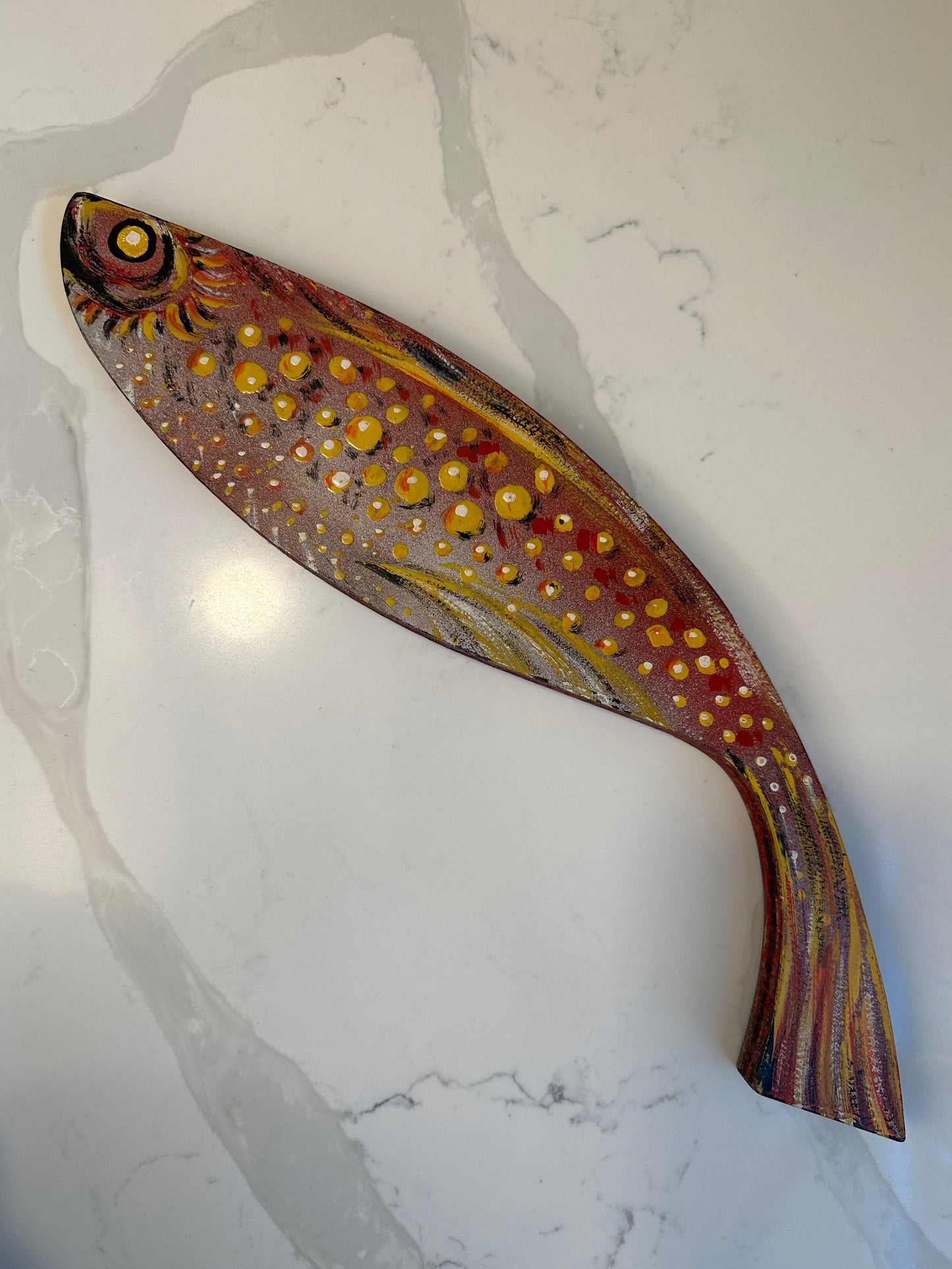 Hand-Painted Wooden Fish Sculpture