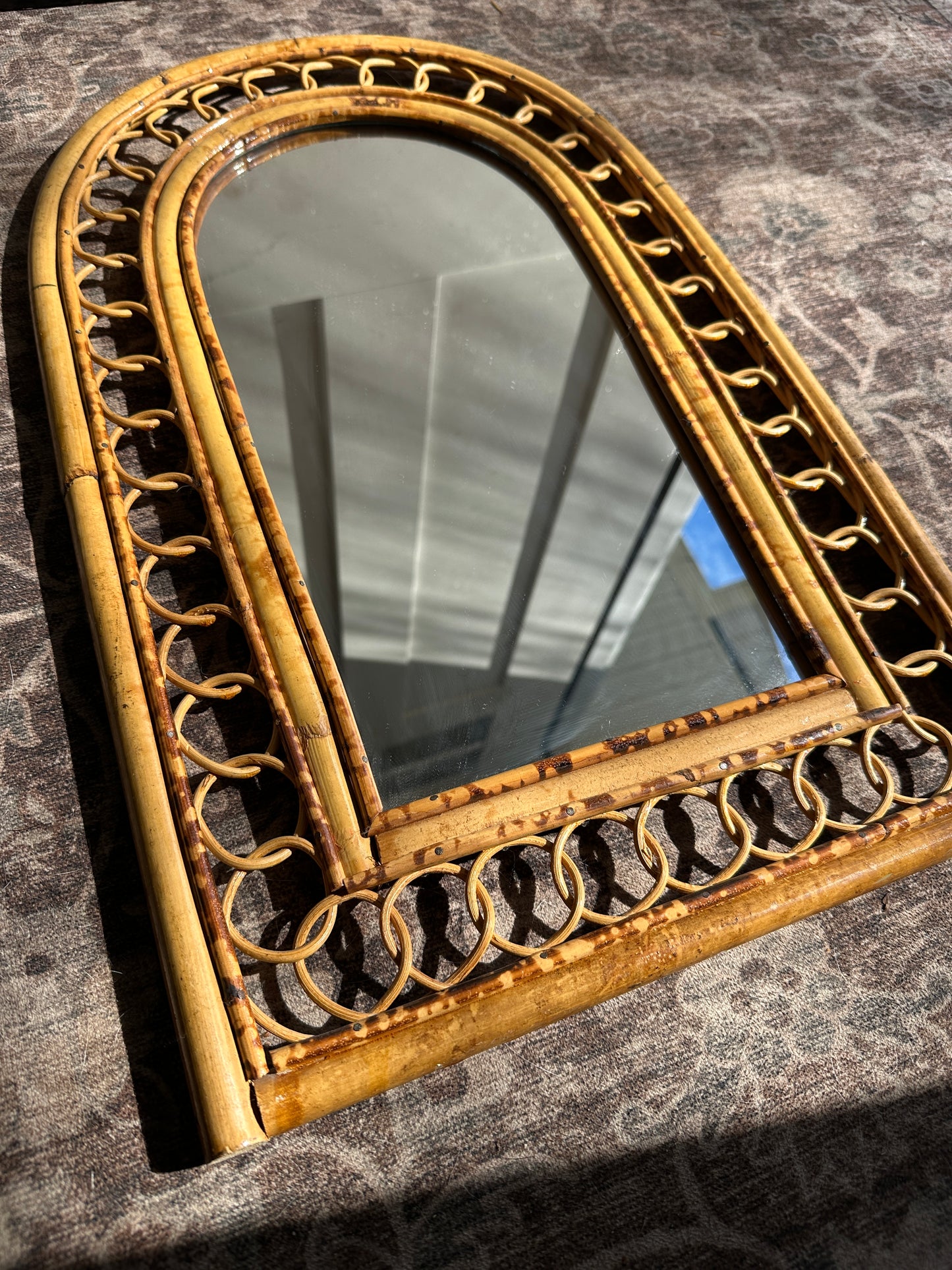 Vintage Bamboo Arch Mirror